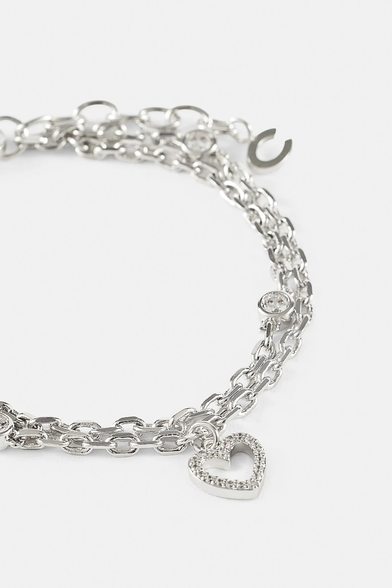 Double Layer Iced & Heart Rolo Bracelet - 8mm - Image 3