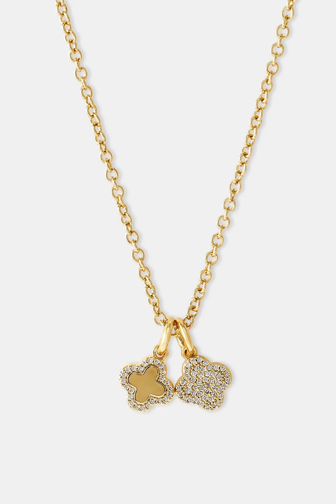 Double Motif Pendant Necklace - 10mm - Gold - Image 3