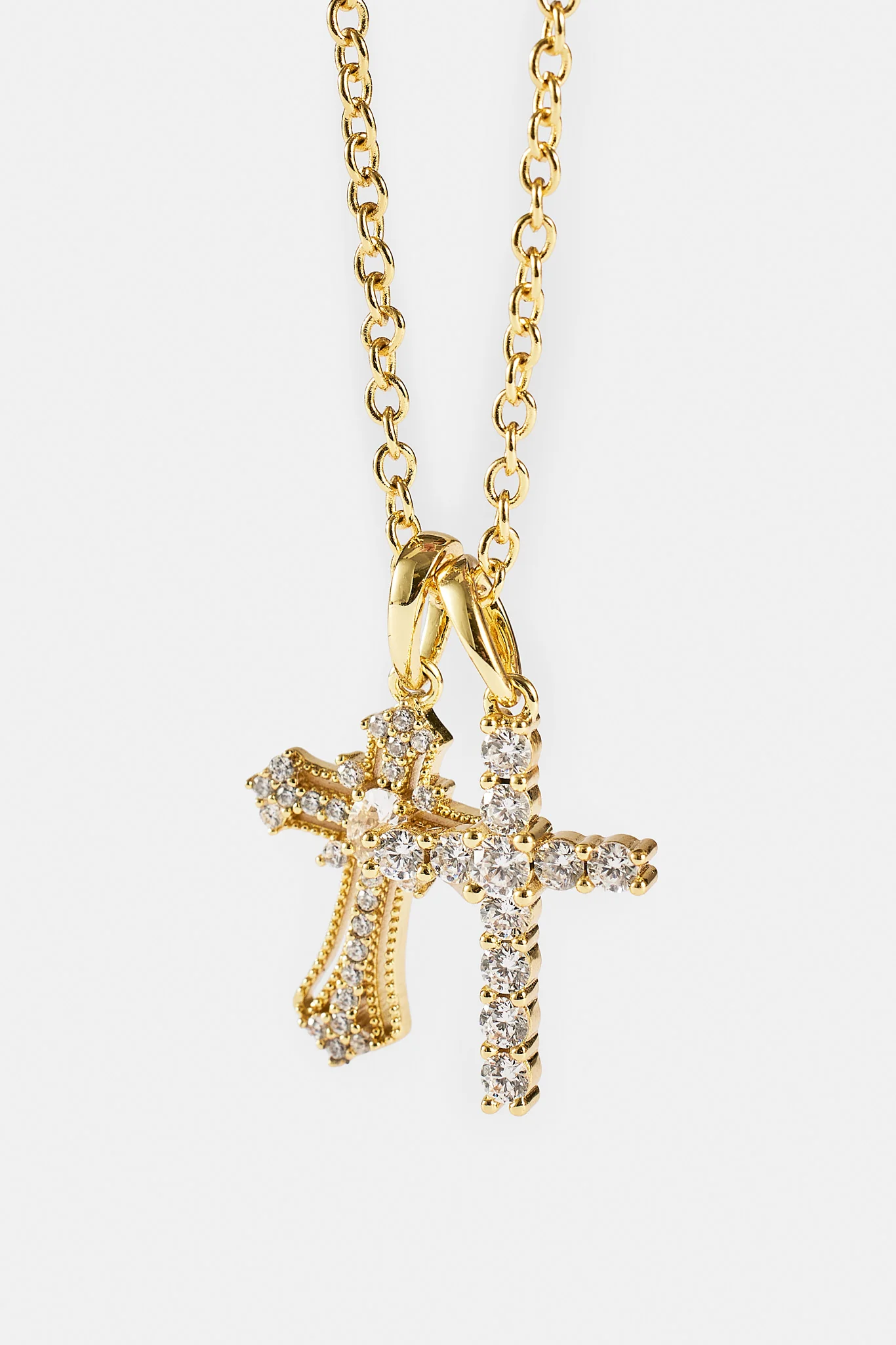 Double Multi Iced Cross Necklace - 20mm