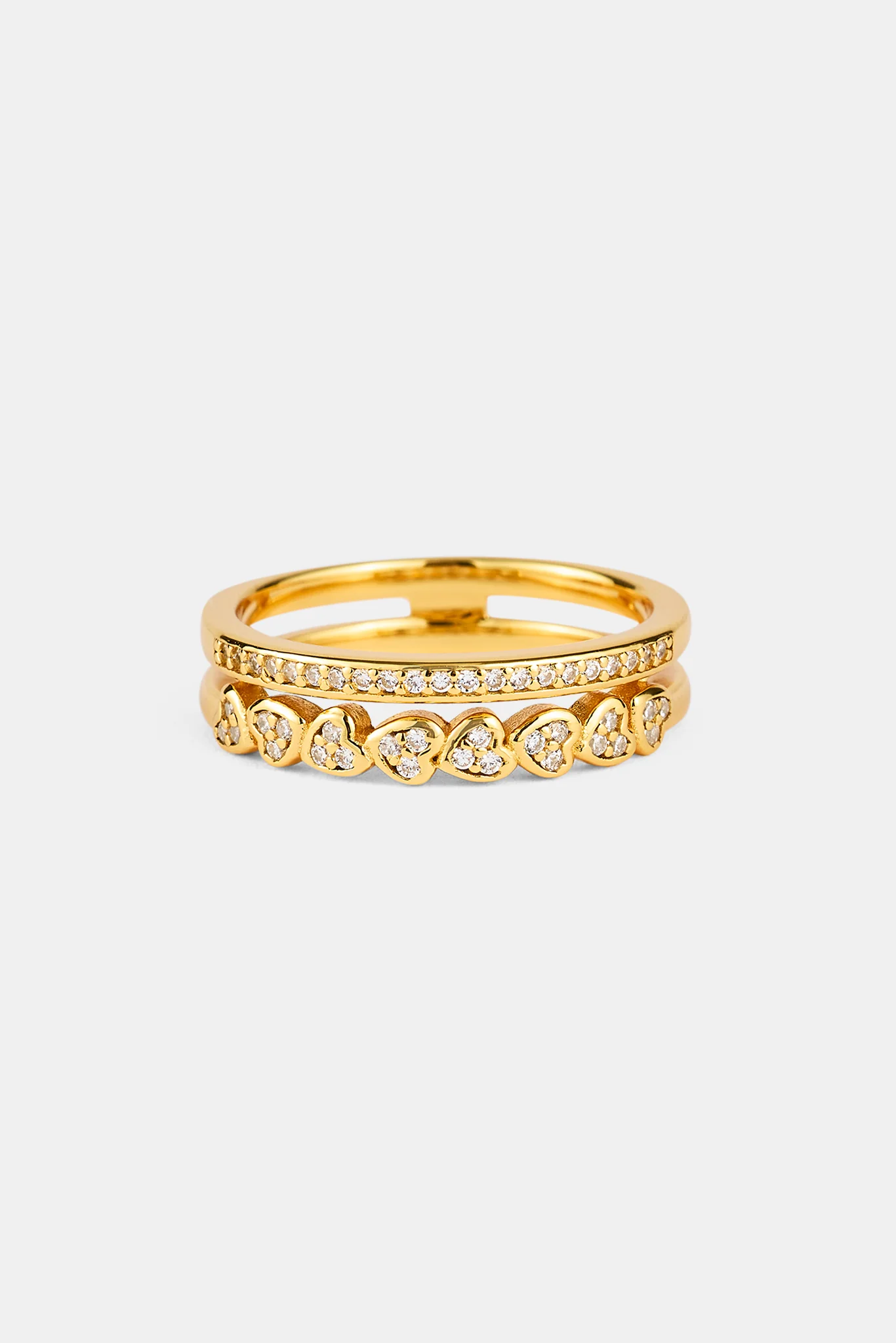 Double Row Heart Tennis Ring - 5mm - Gold - Image 3