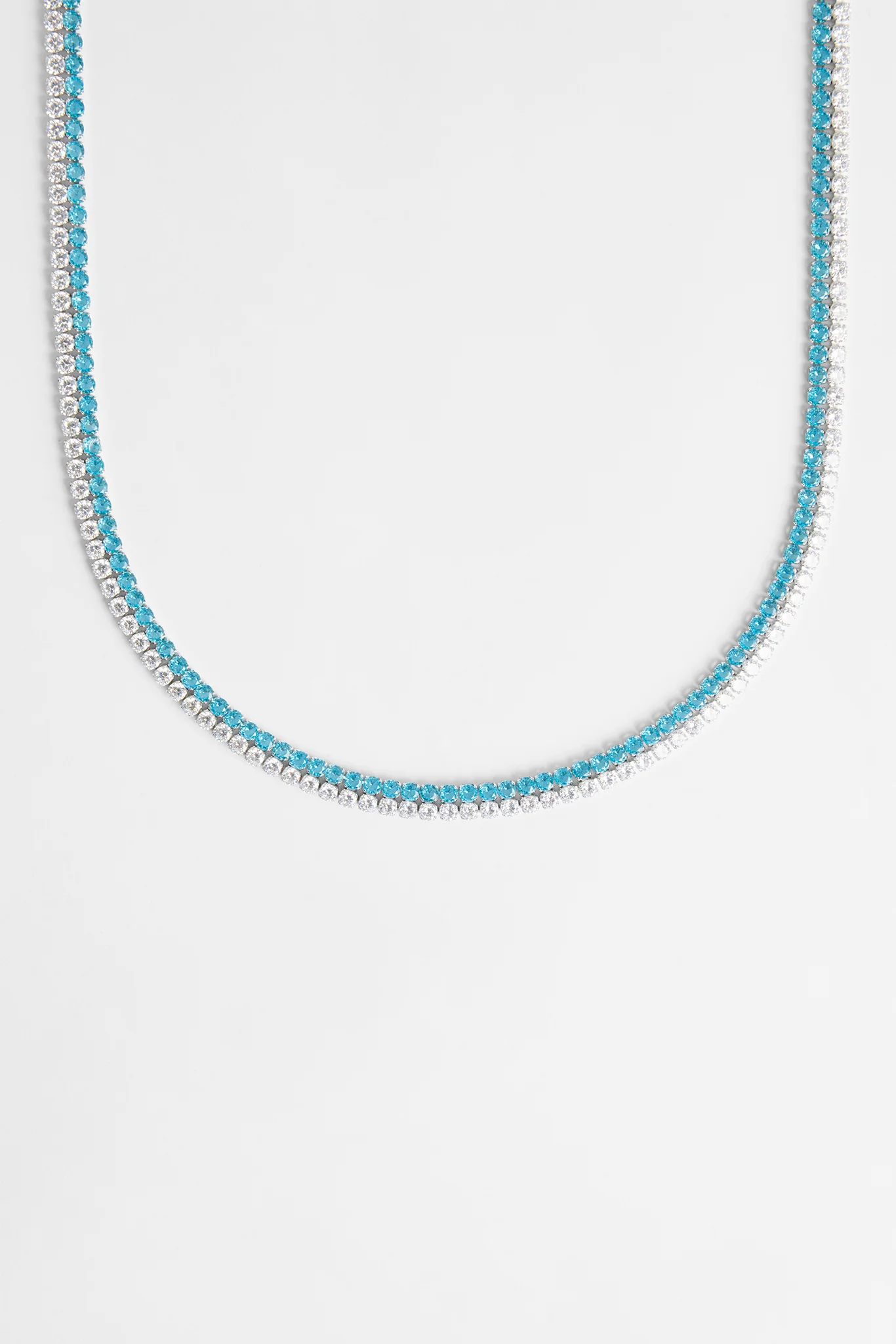 Double Row Iced Blue Tennis Chain