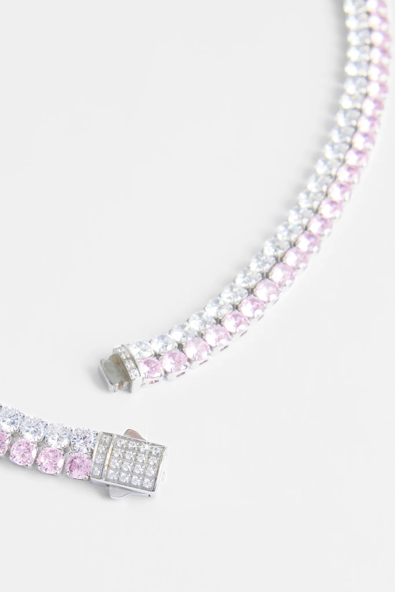 Double Row Iced Pink Tennis Chain - Image 3