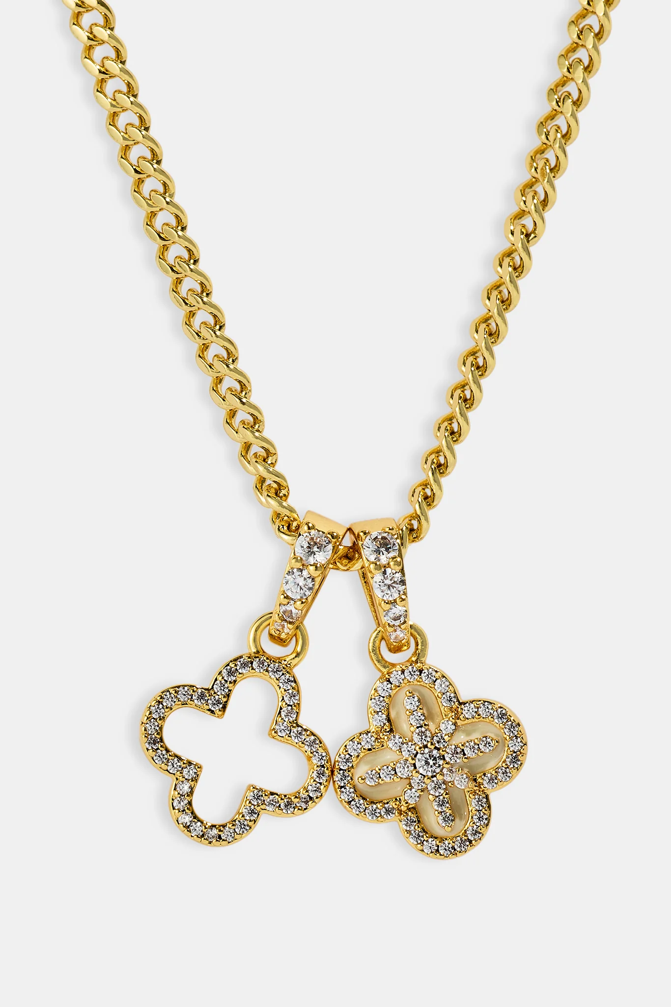 Double Star Motif Necklace - 8mm - Gold - Image 4