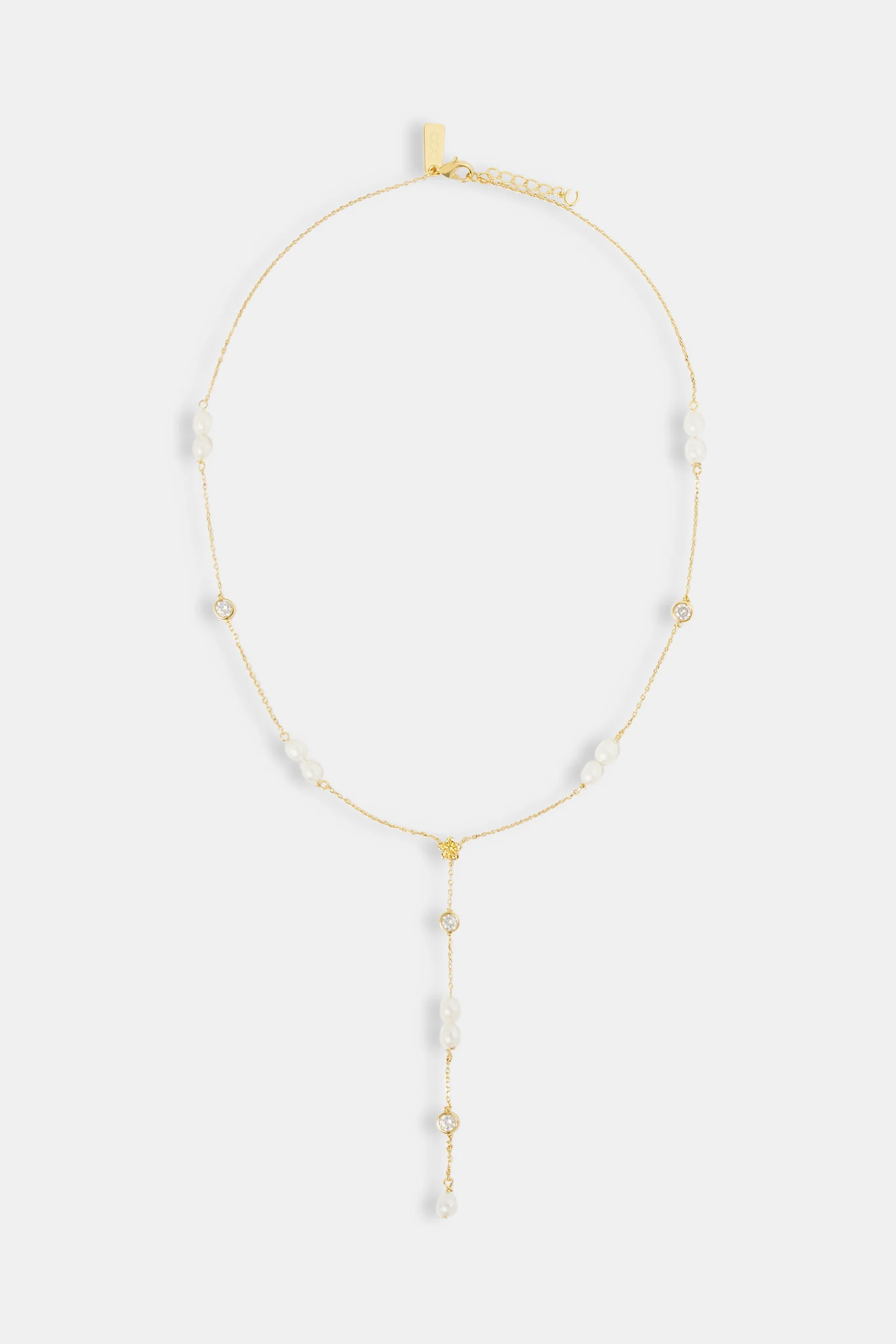 Drop Freshwater Pearl Flower Necklace - 5mm - Image 4