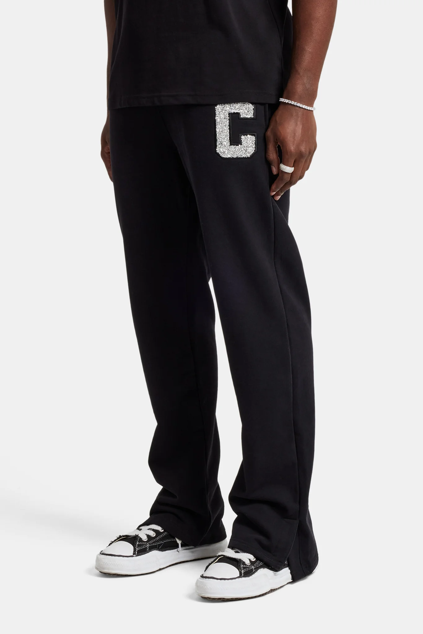 Embellished C Split Hem Jogger - Black - Image 4