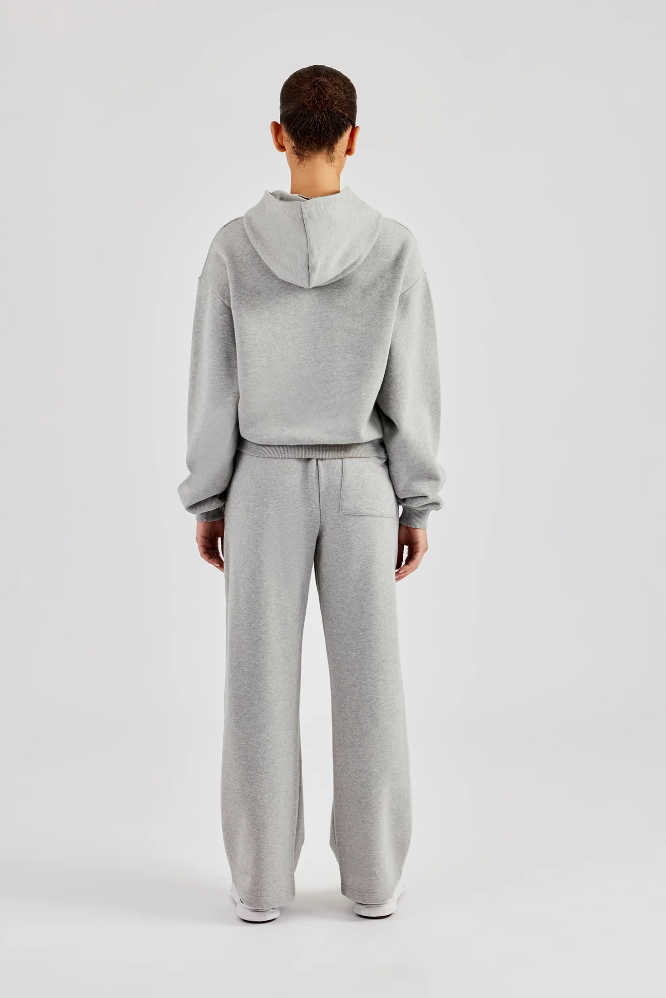 Embroidered C Hooded Tracksuit - Grey Marl - Image 3