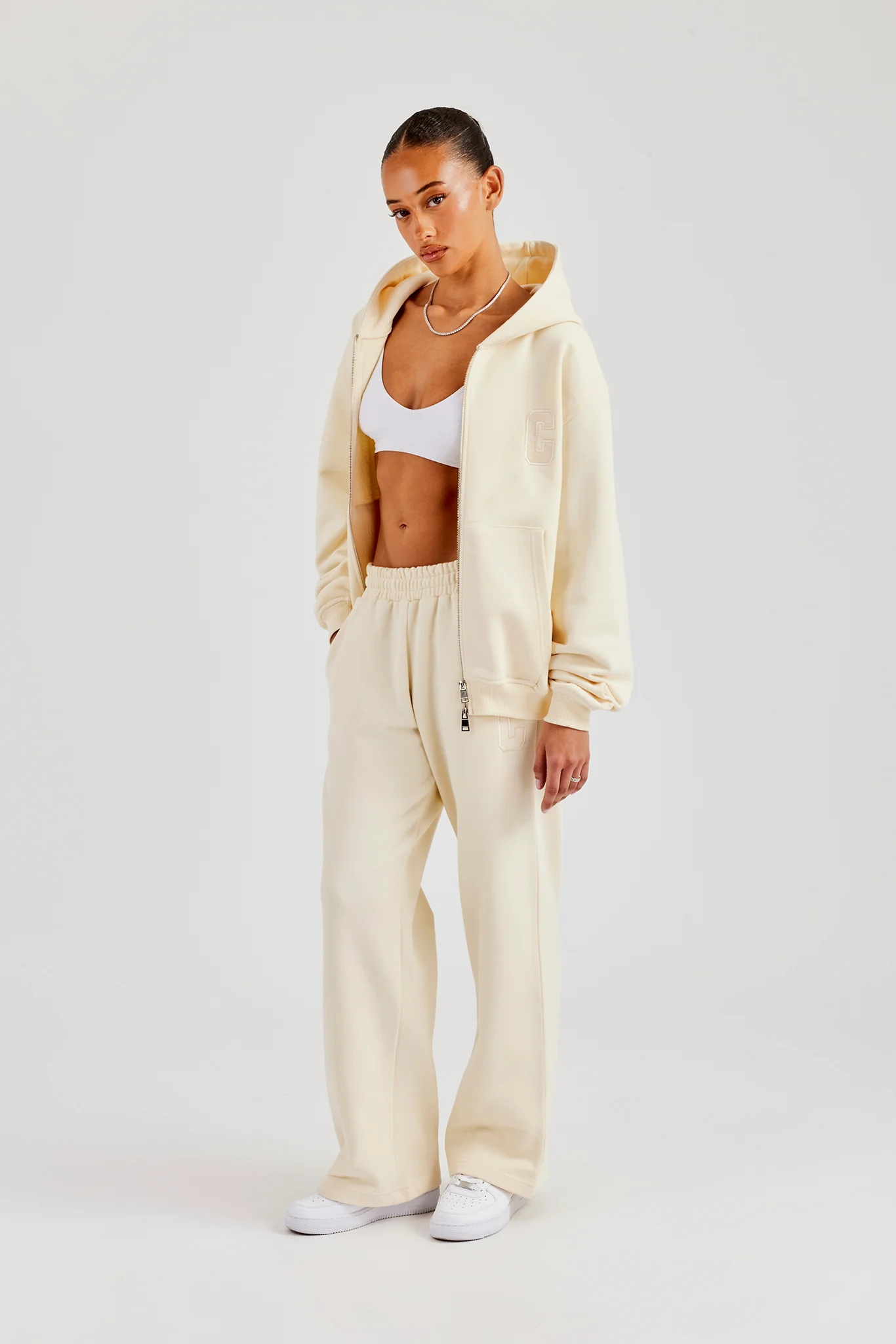 Embroidered C Jogger - Butter Yellow - Image 3