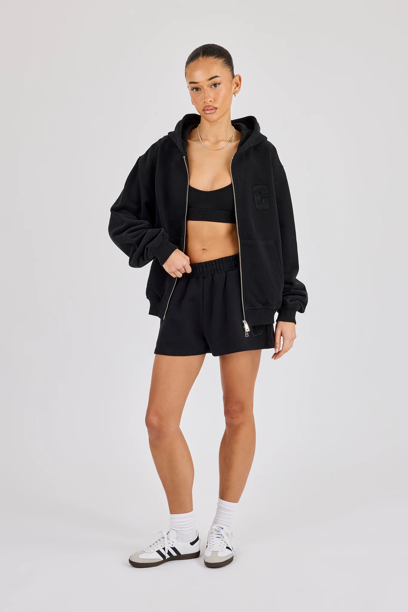 Embroidered C Short - Black - Image 4