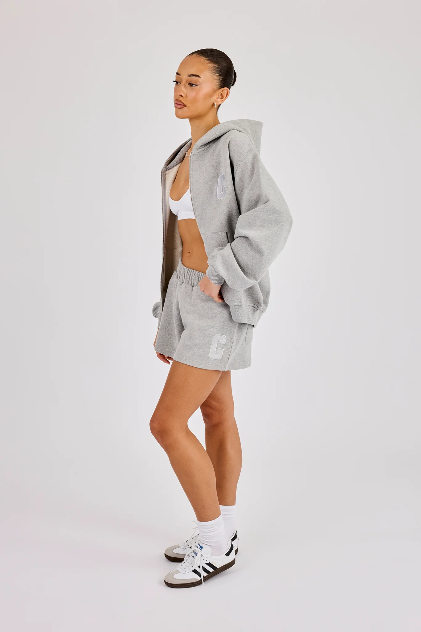 Embroidered C Short - Grey Marl - Image 3