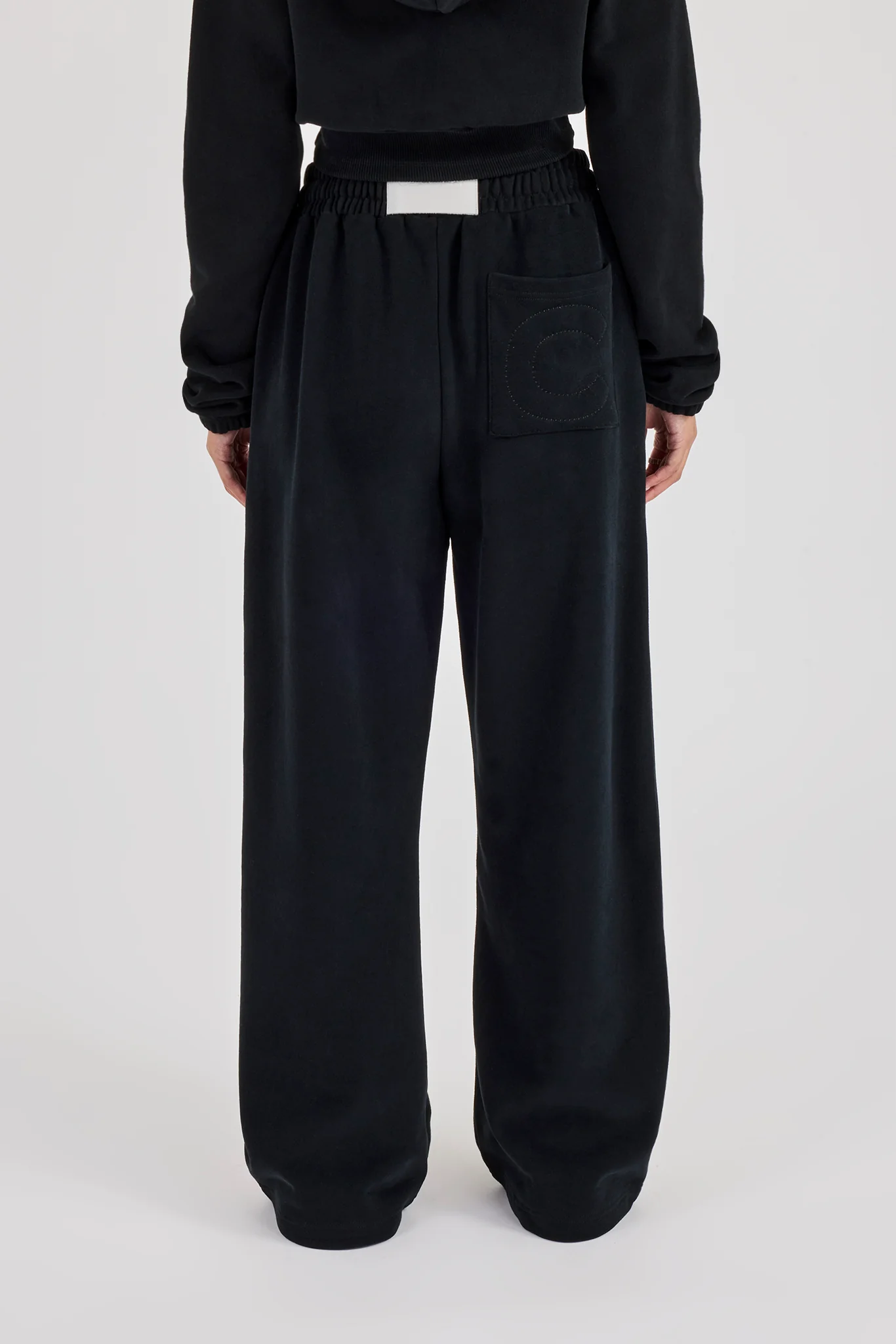 Embroidered Cernucci Wide Leg Jogger - Black - Image 2