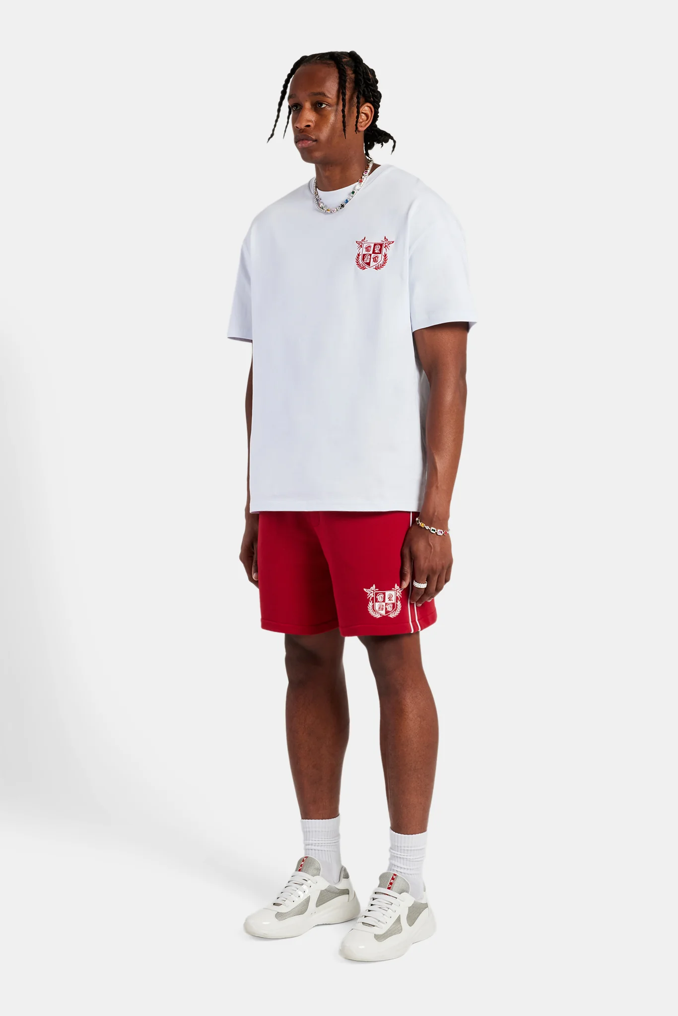 Embroidered Crest Oversized T-Shirt - White - Image 4