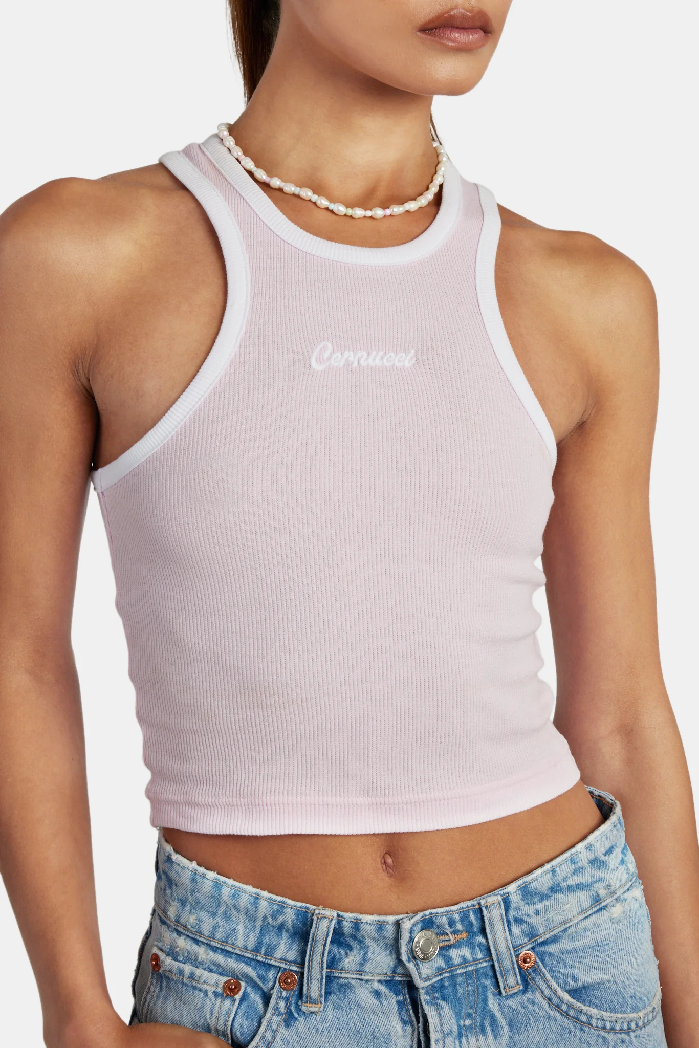 Embroidered Crop Vest - Pink - Image 2