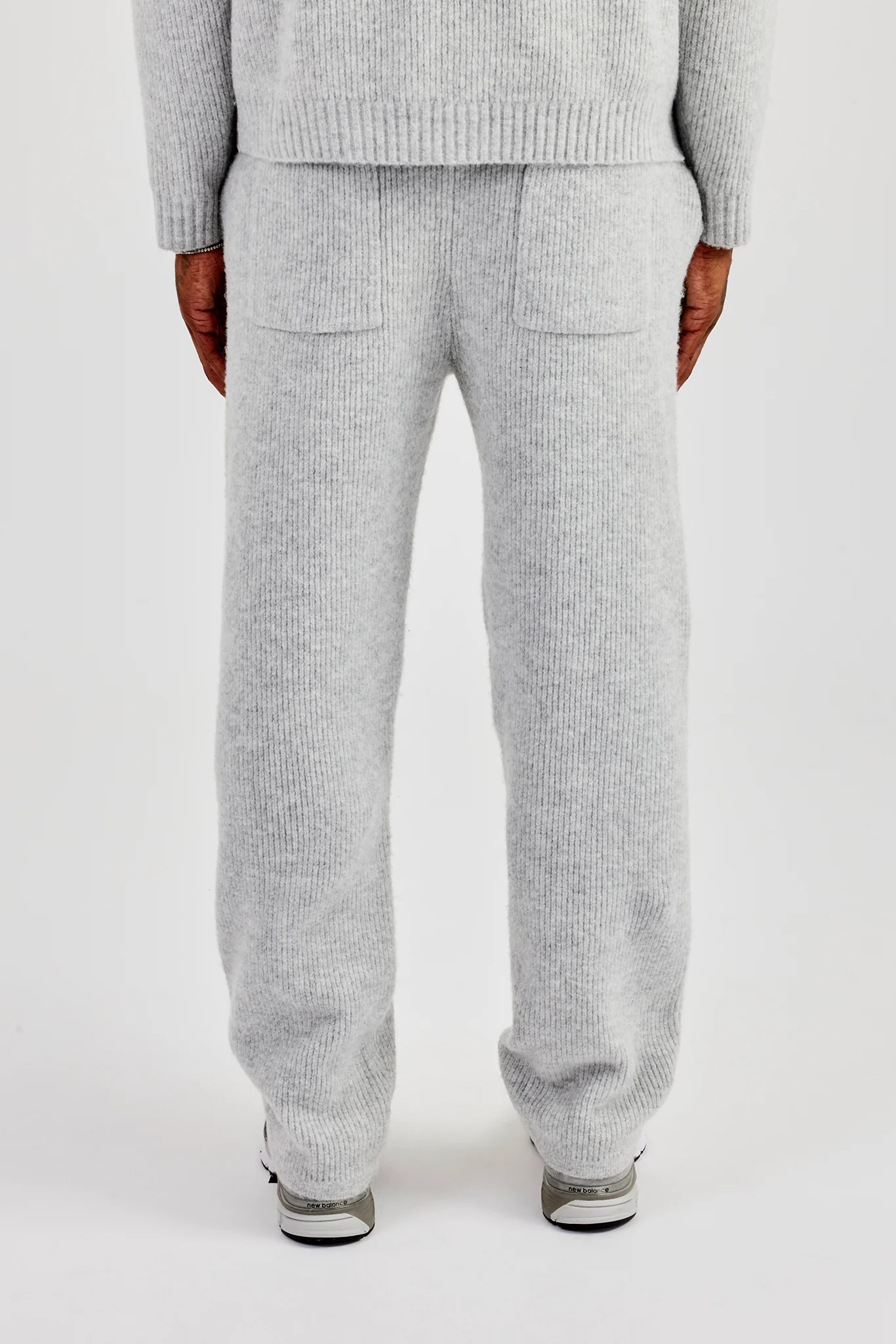 Embroidered Knitted Jogger - Light Grey - Image 4