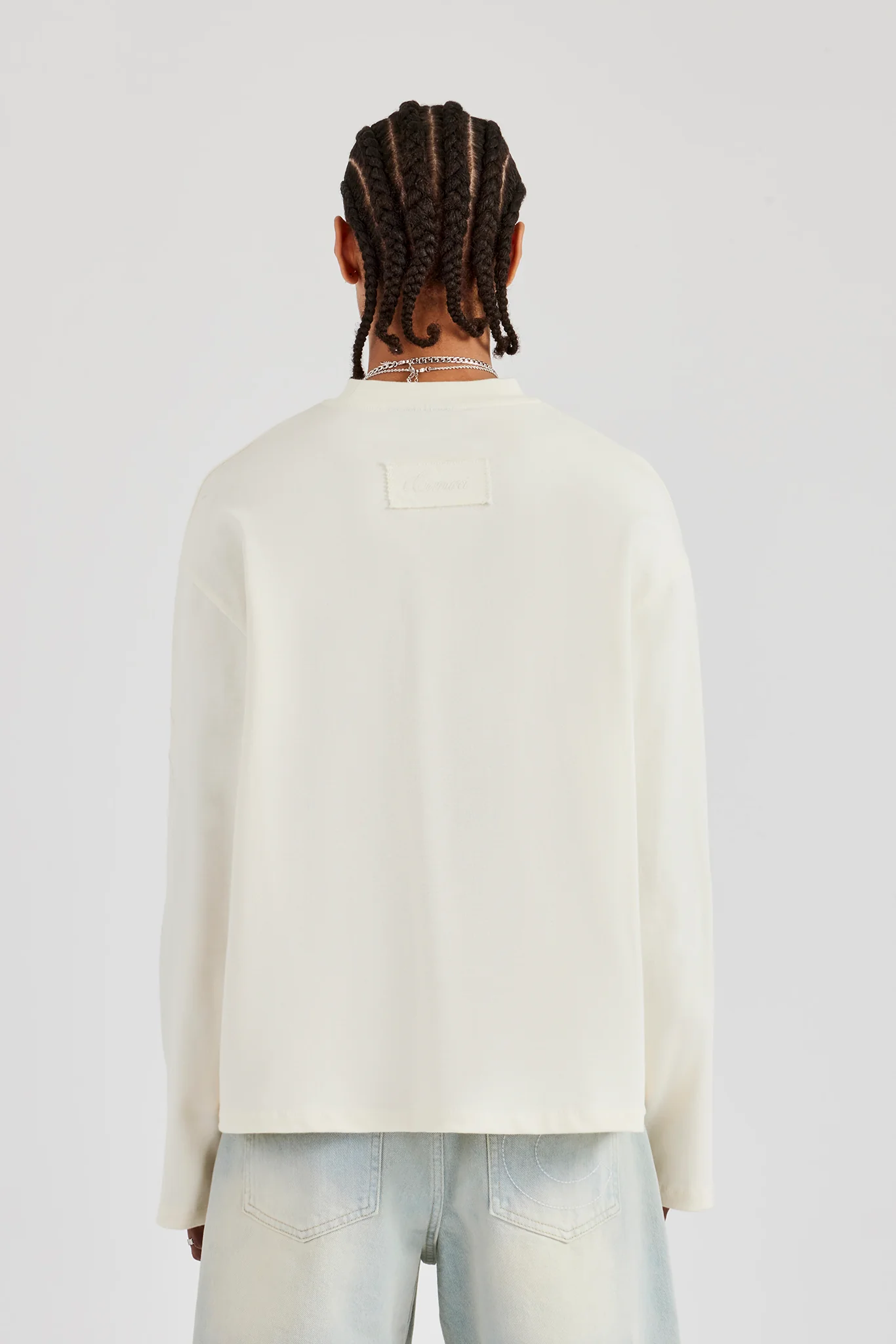Embroidered Long Sleeve T-Shirt - Off White - Image 4