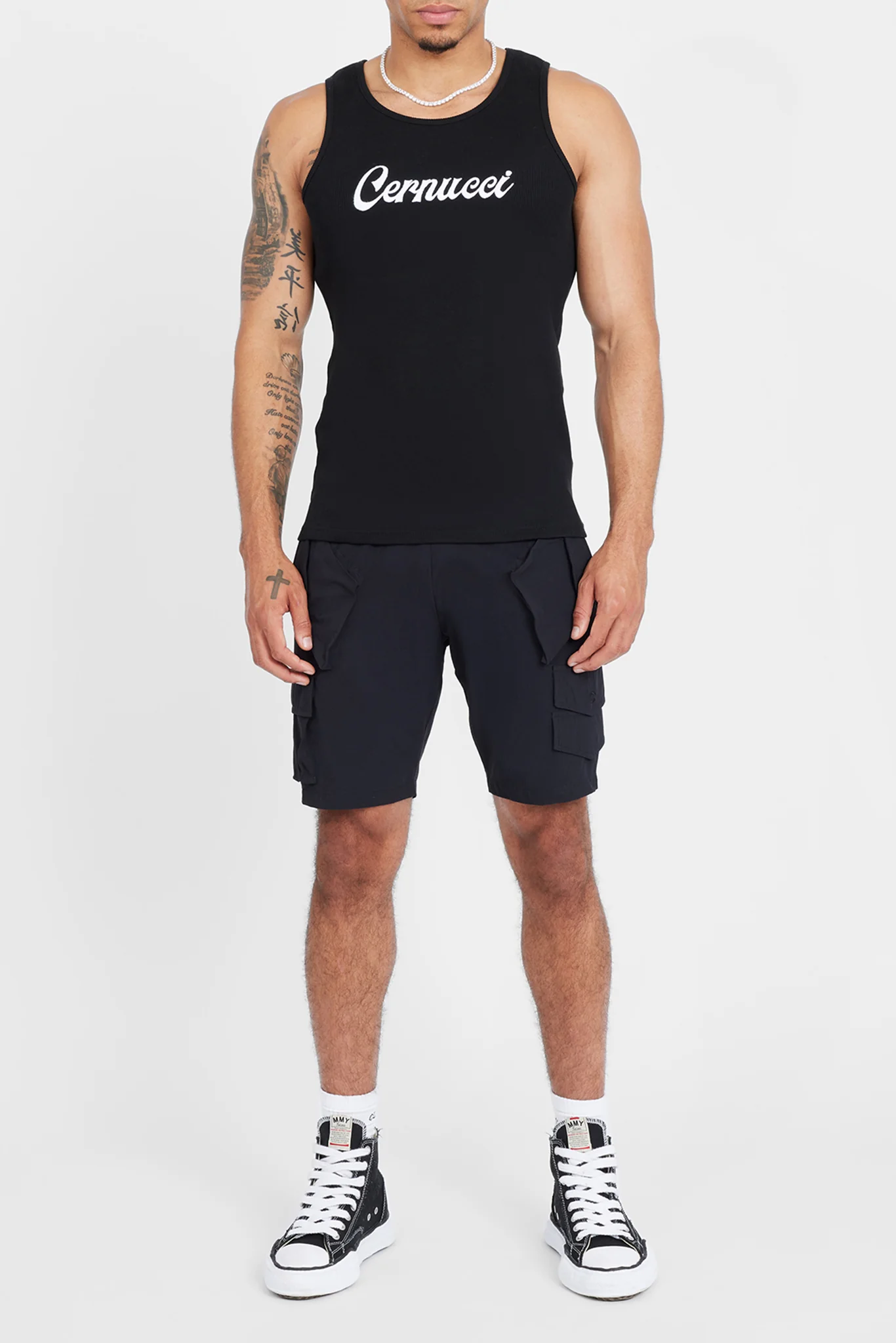 Cernucci Embroidered Muscle Fit Vest - Black - Image 3