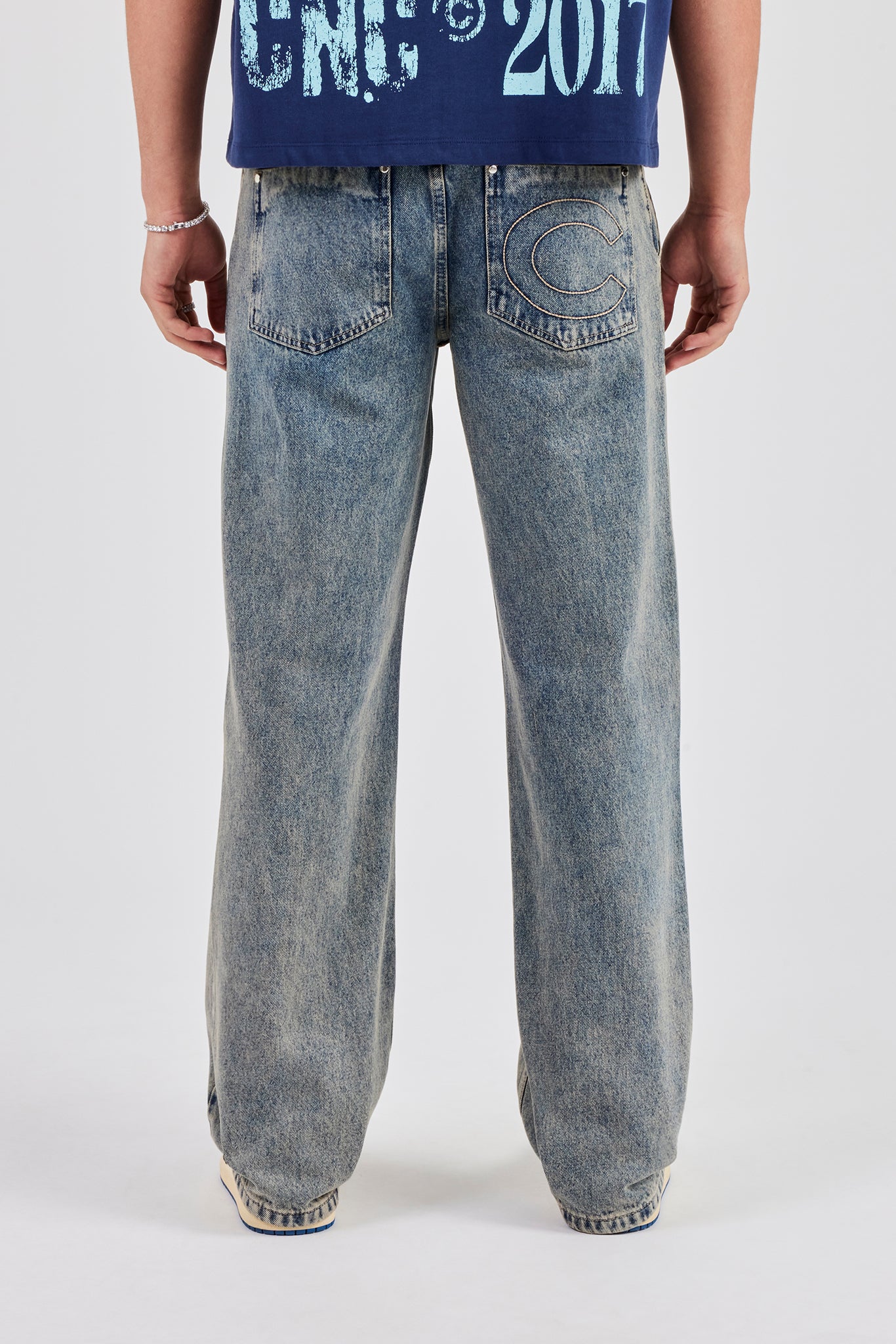 Embroidered Relaxed Jeans - Antique Wash - Image 3