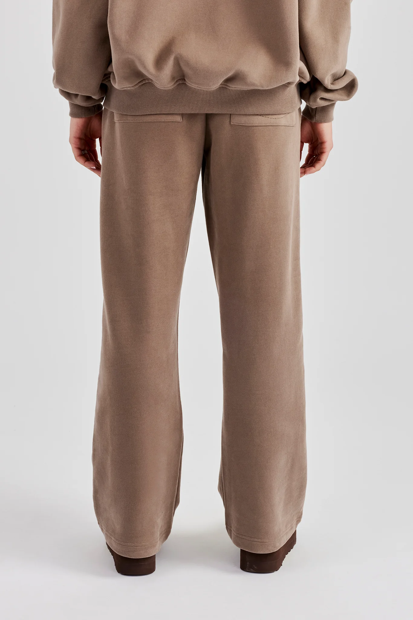 Embroidered Wide Leg Jogger - Taupe - Image 3