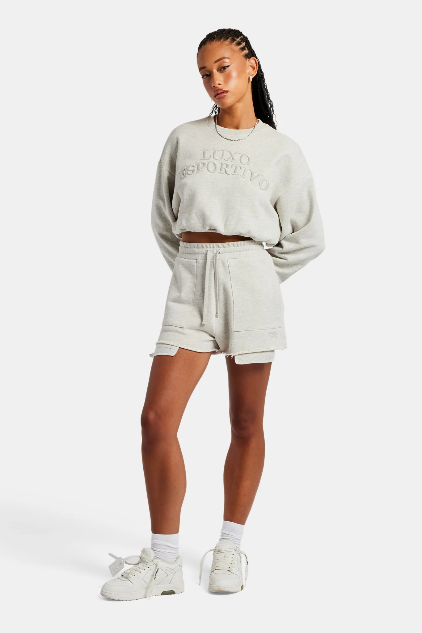 Esportivo Embroidered Short - Grey Marl - Image 3