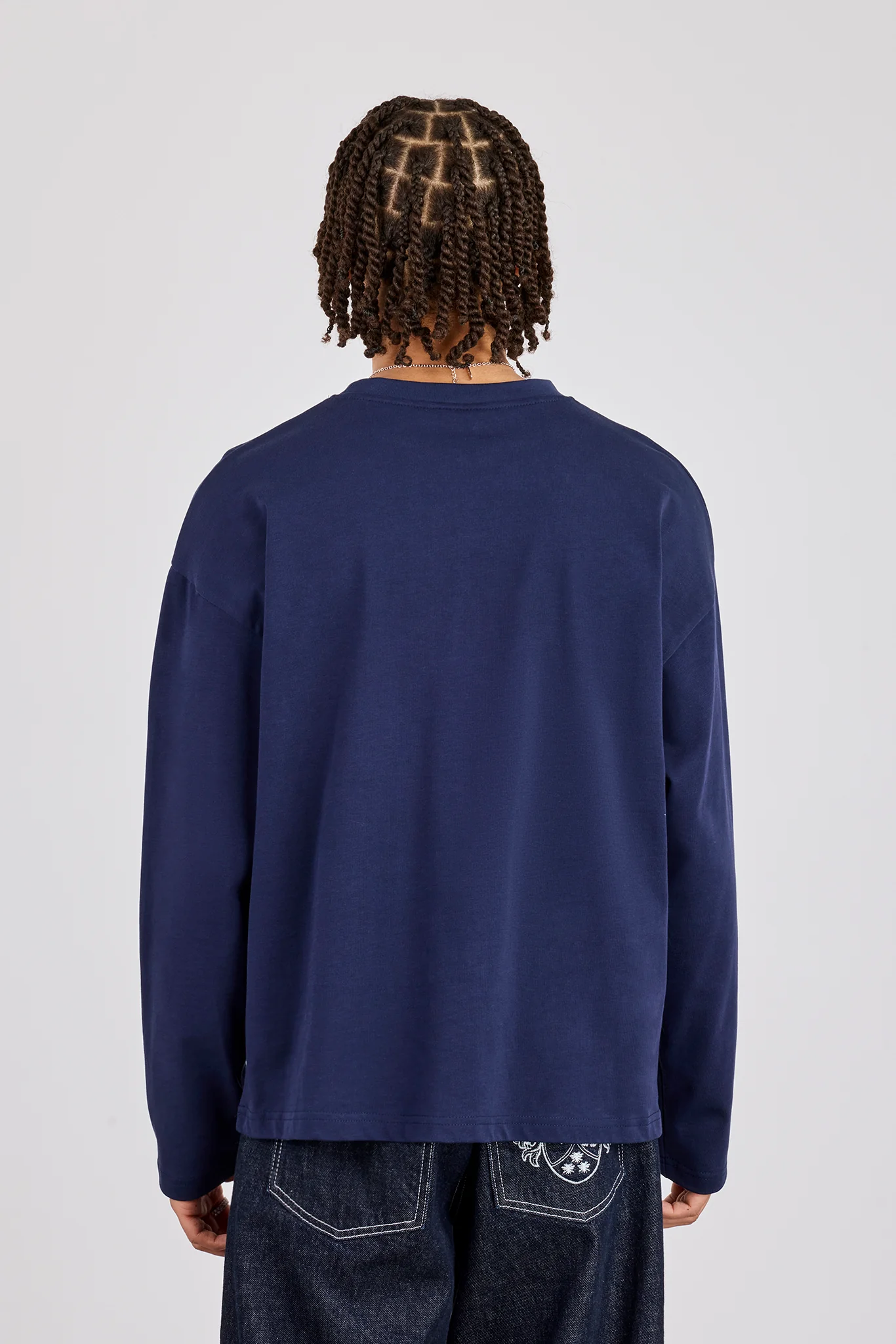 Established 2017 Boxy Long Sleeved T-Shirt - Navy Blue - Image 3