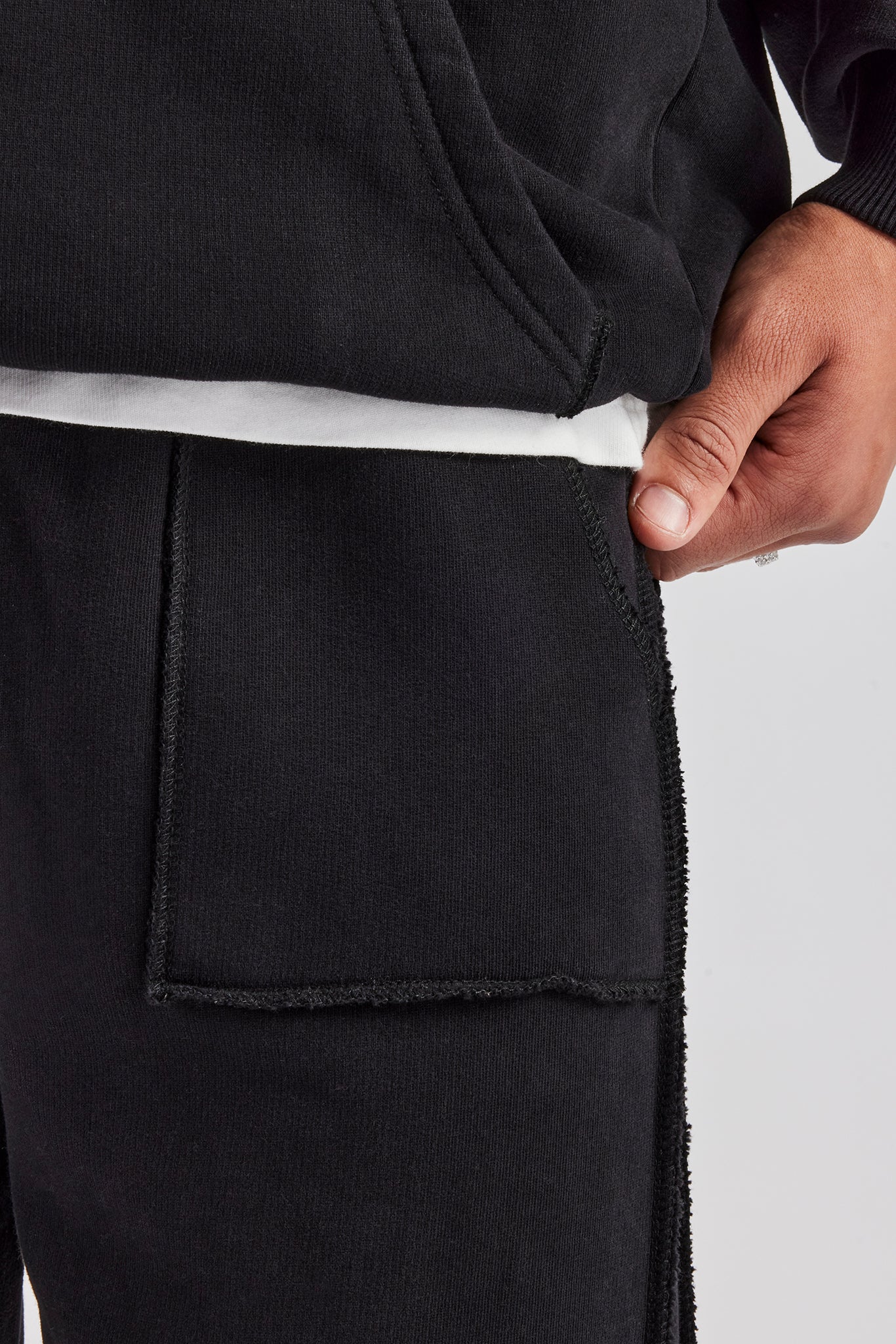 Exposed Seam Straight Leg Jogger - Black - Image 2