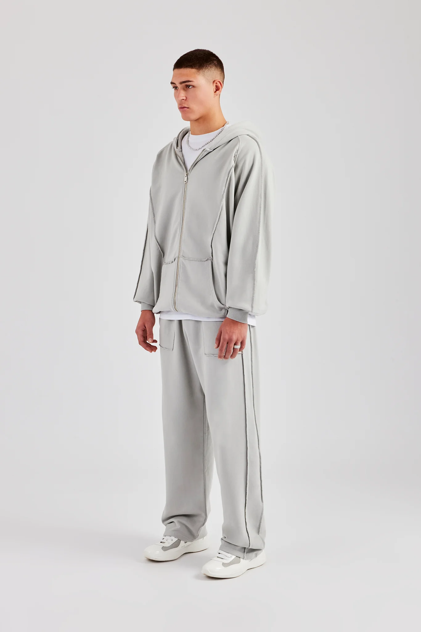 Exposed Seam Tracksuit - Ash Grey - Image 5