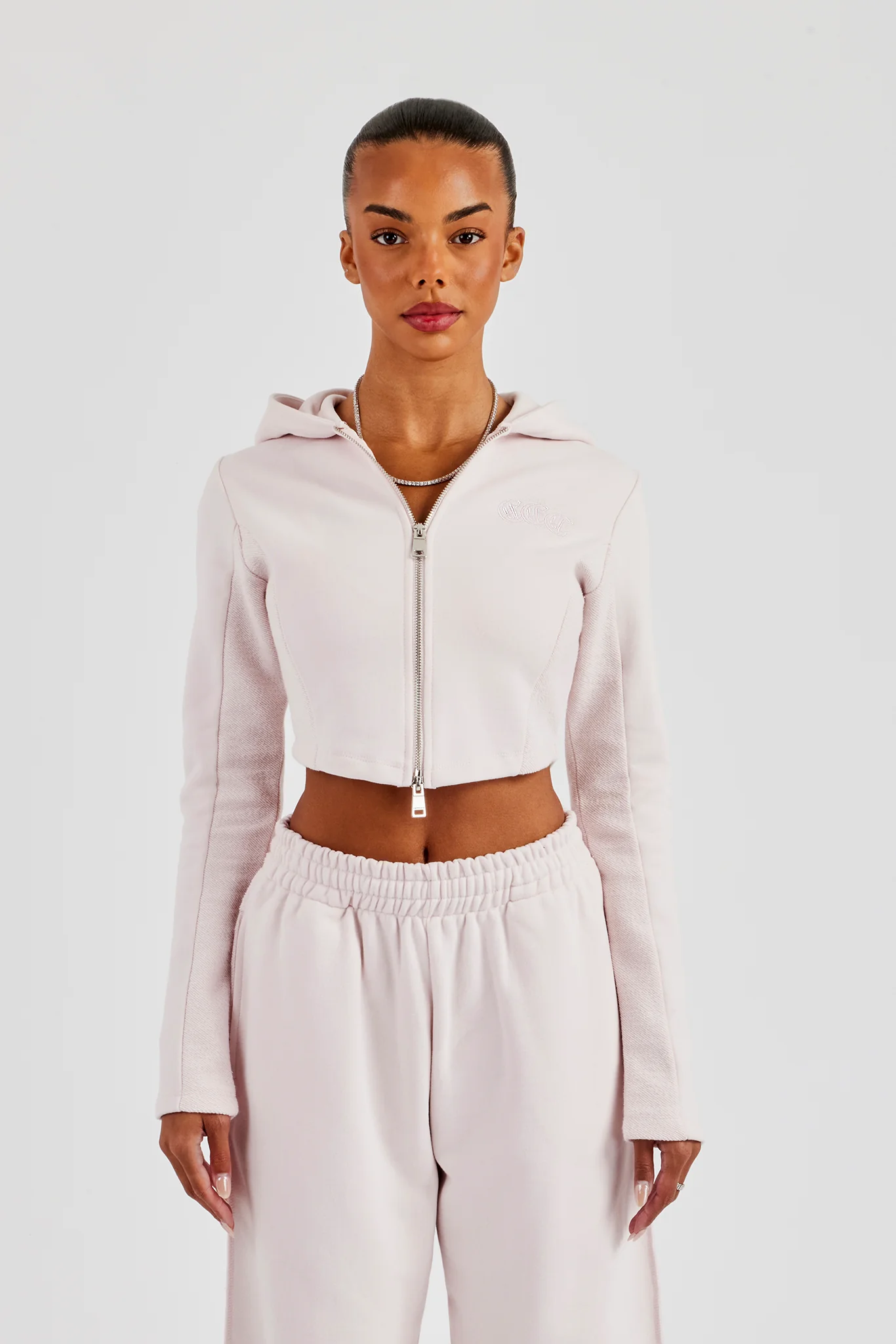 Fitted Reverse Loopback Hoodie - Light Pink - Image 4