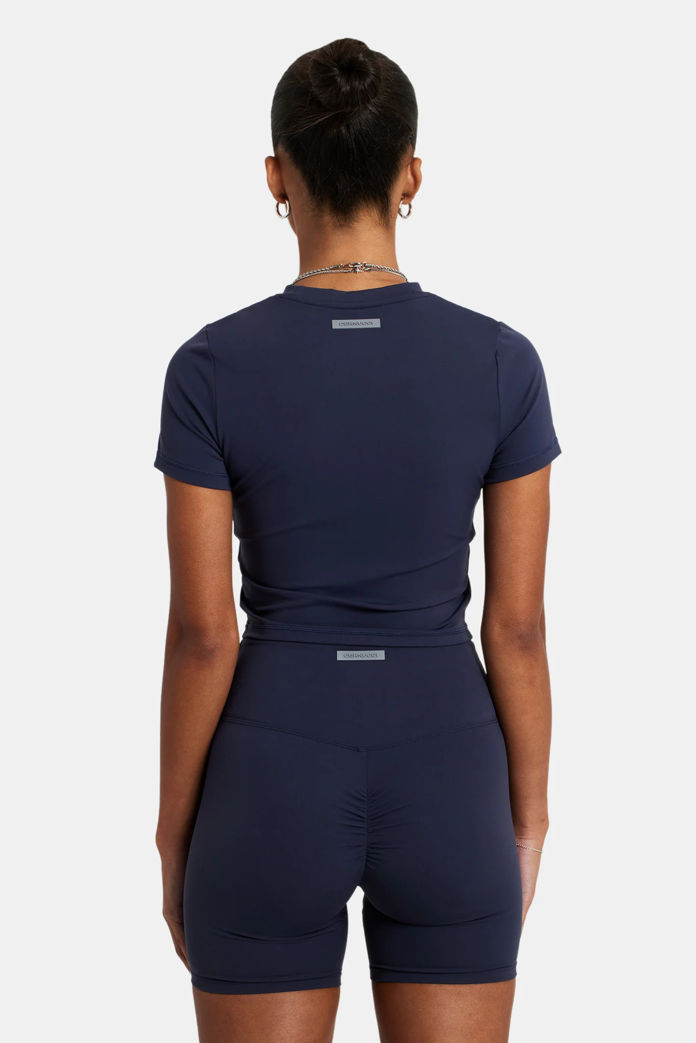 Fitted Seam Detail T-Shirt - Navy - Image 3