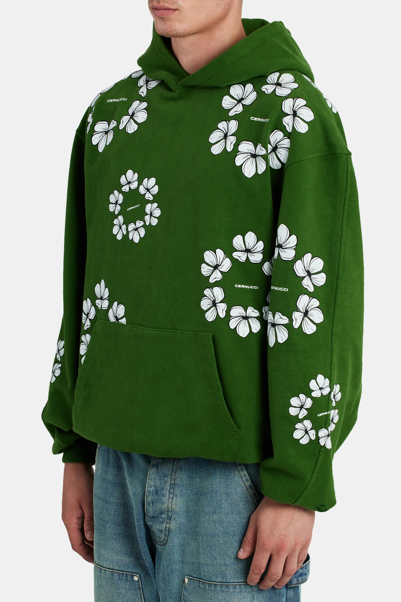 Floral Print Hoodie - Green - Image 2