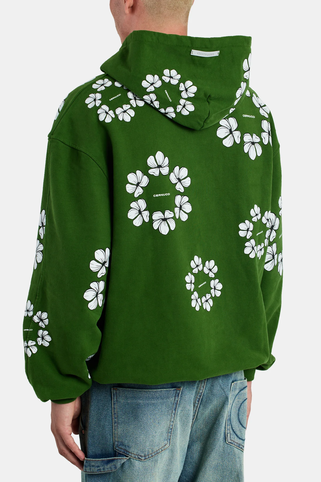 Floral Print Hoodie - Green - Image 4
