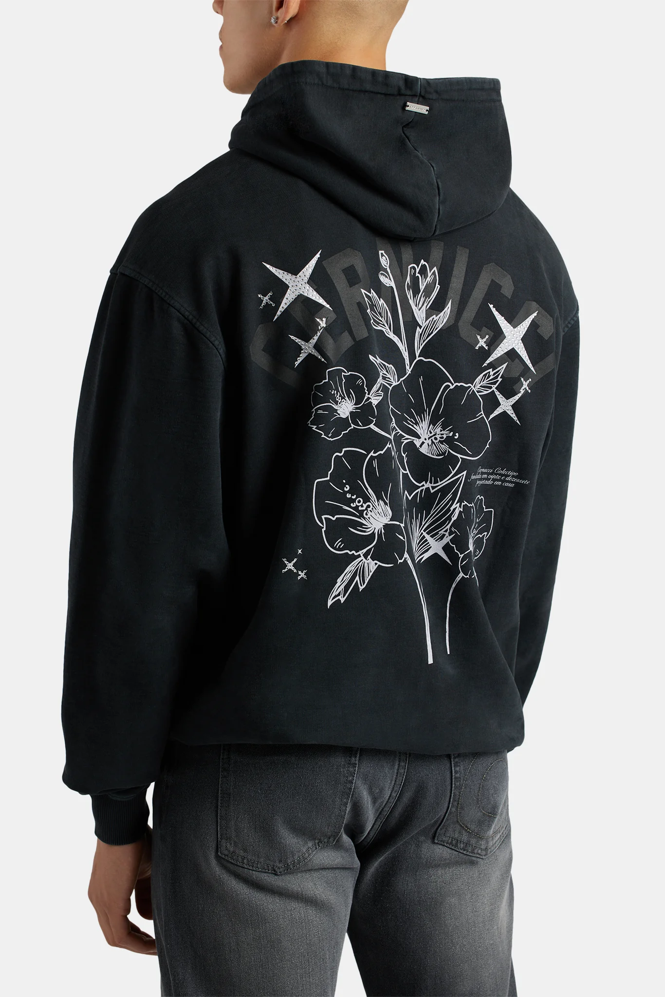 Floral Rhinestone Printed Hoodie - Image 2