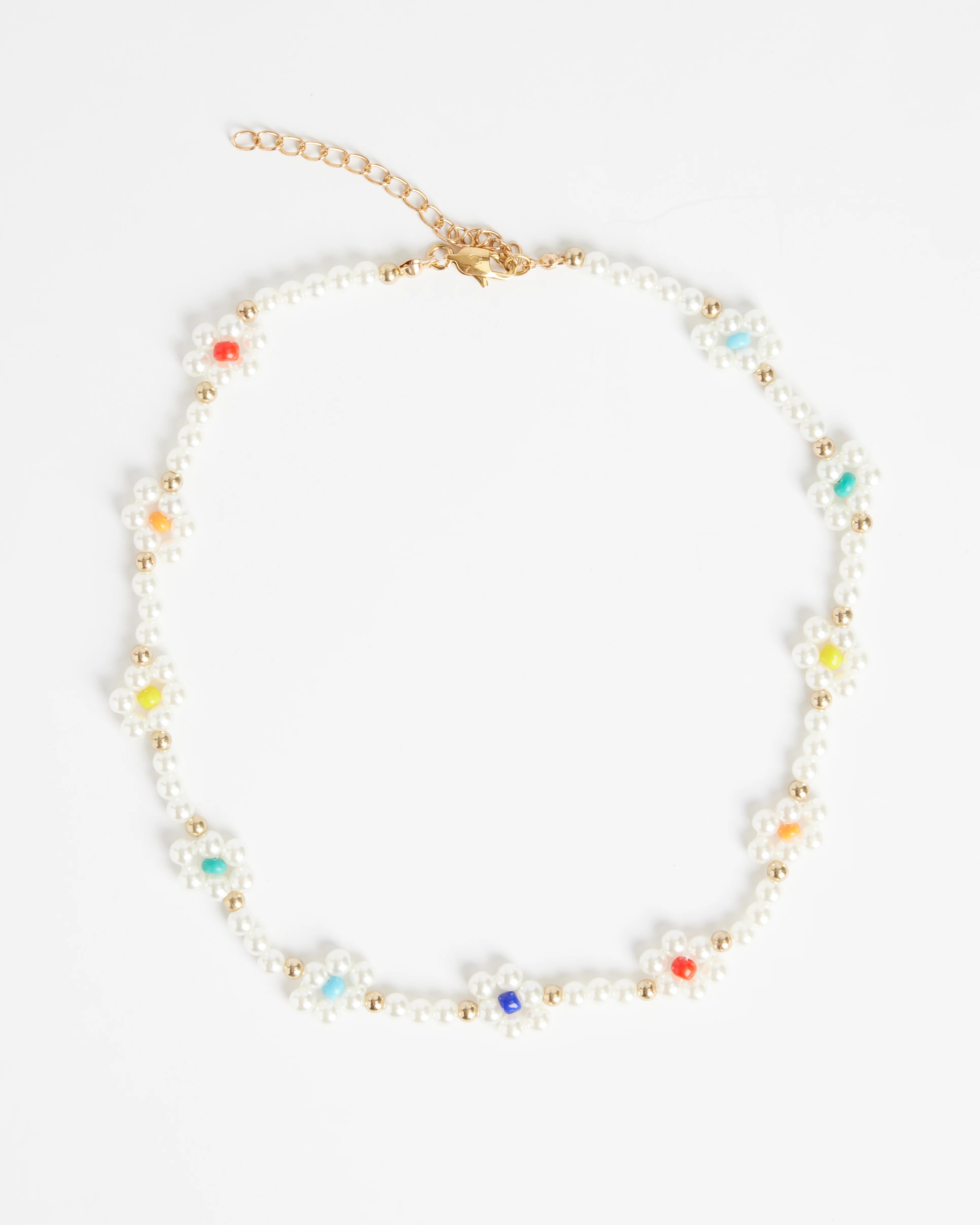 Flower Shape Seed & Colour Beads Freshwater Pearl Necklace