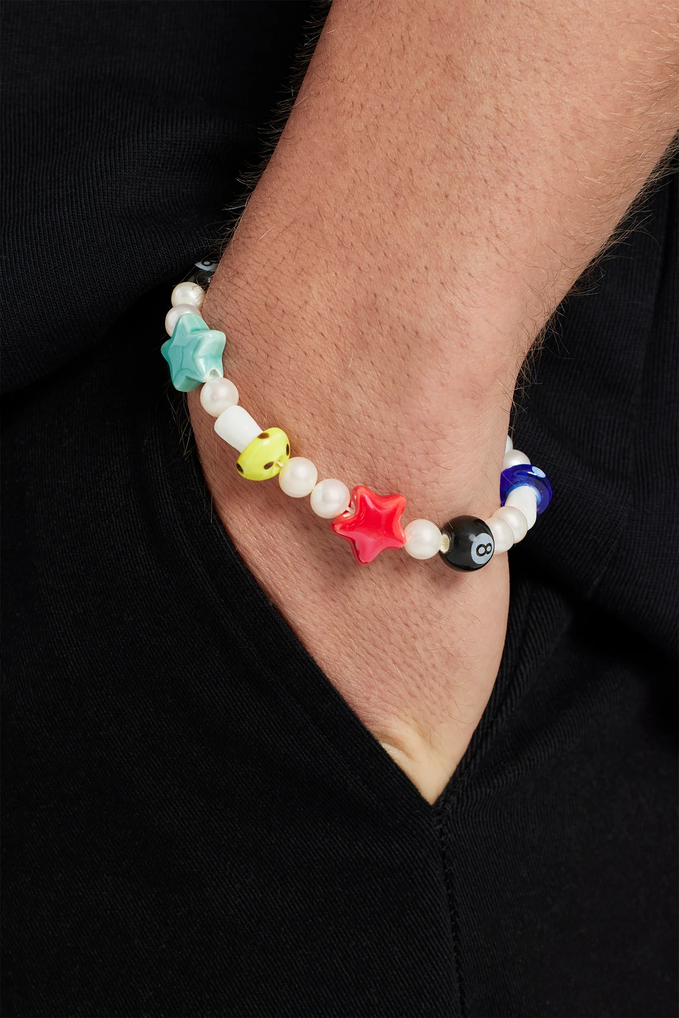 Freshwater Pearl and Acrylic Motif Bracelet 7+2 - Image 2