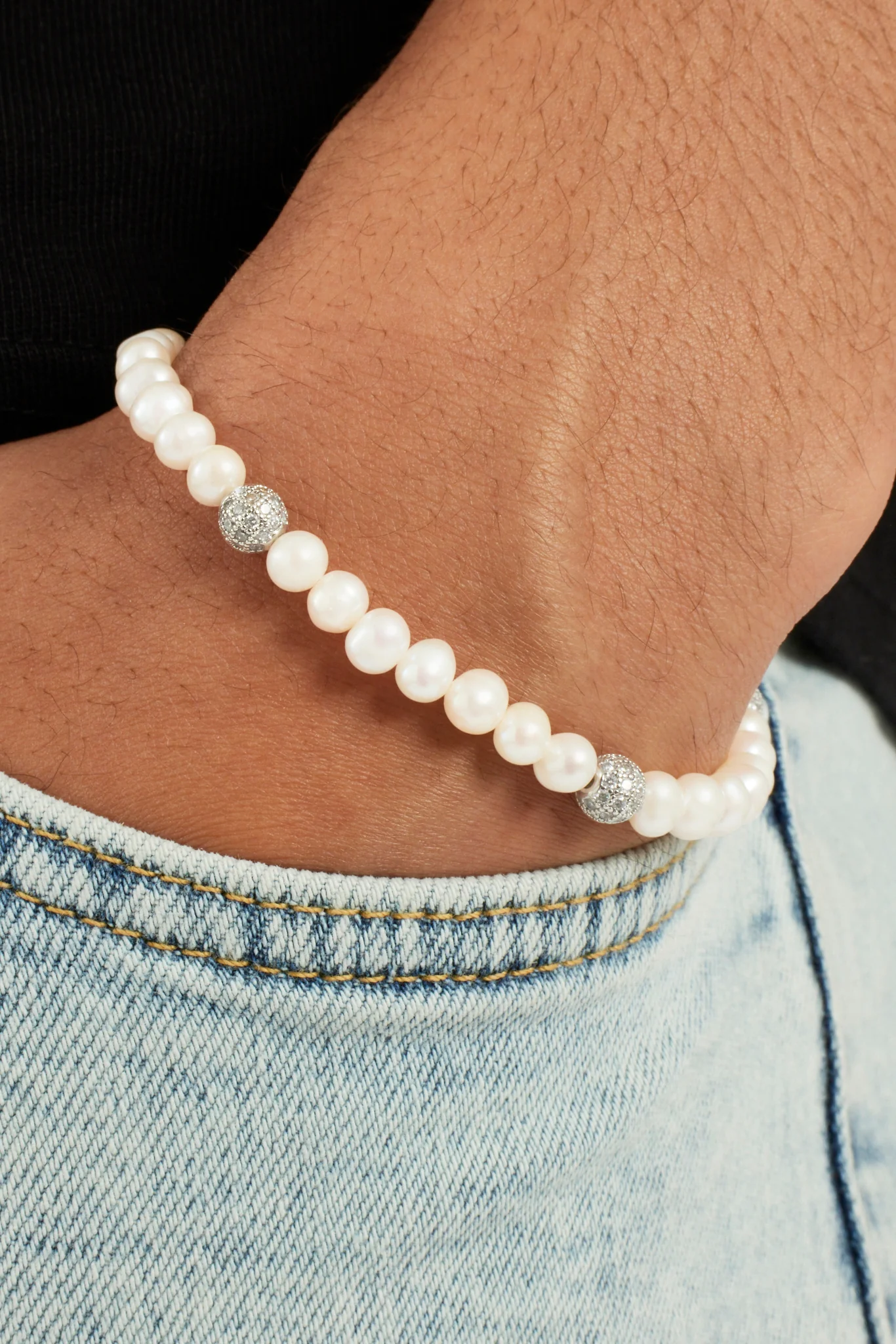 Freshwater Pearl and Iced Ball Bracelet - Image 2