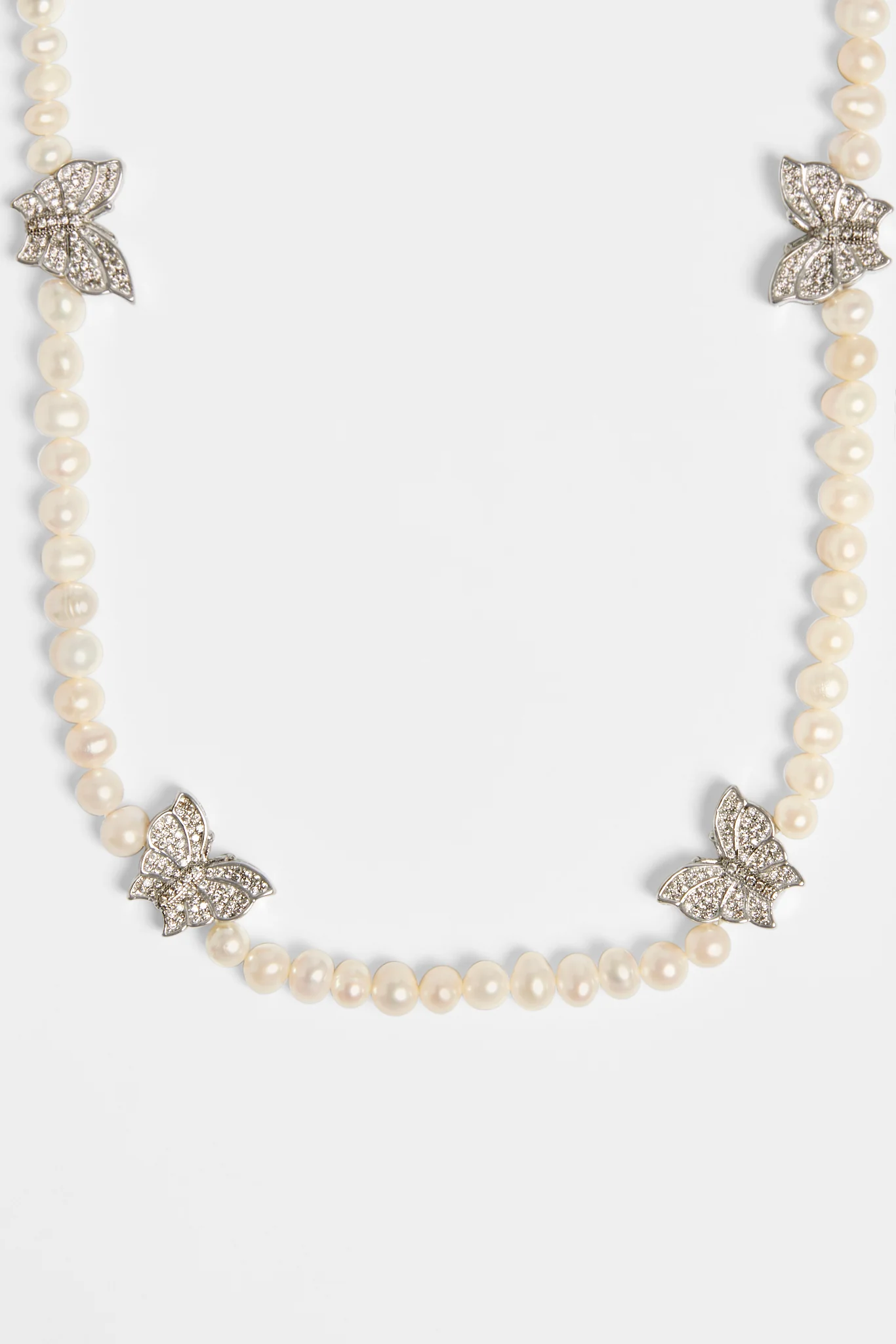 Freshwater Pearl and Iced Butterfly Necklace - Image 2