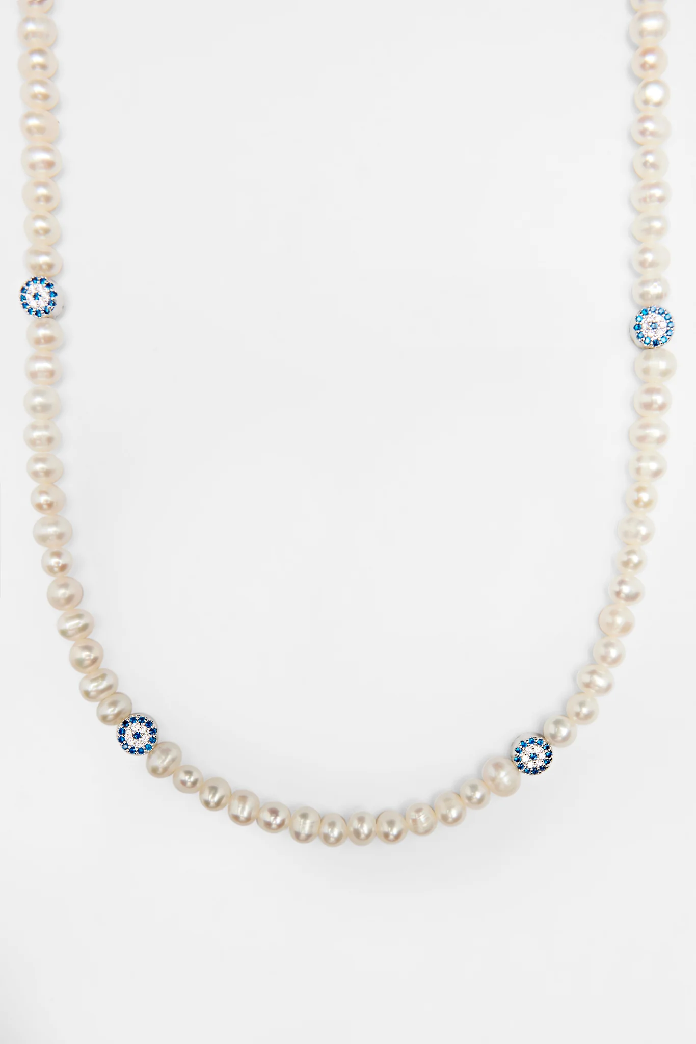 Freshwater Pearl and Iced Evil Eye Necklace - Image 2