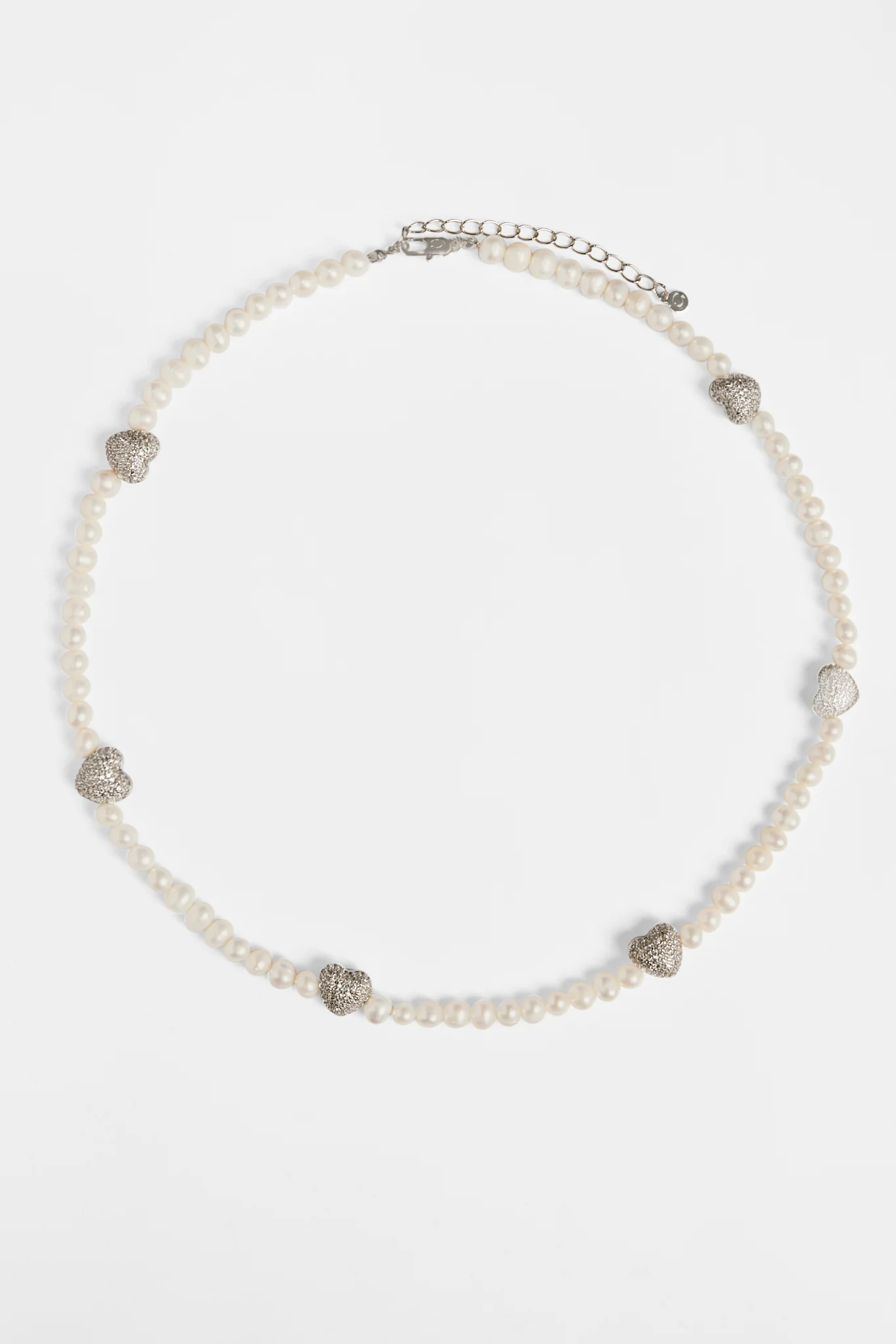 Freshwater Pearl and Iced Heart Necklace - Image 3
