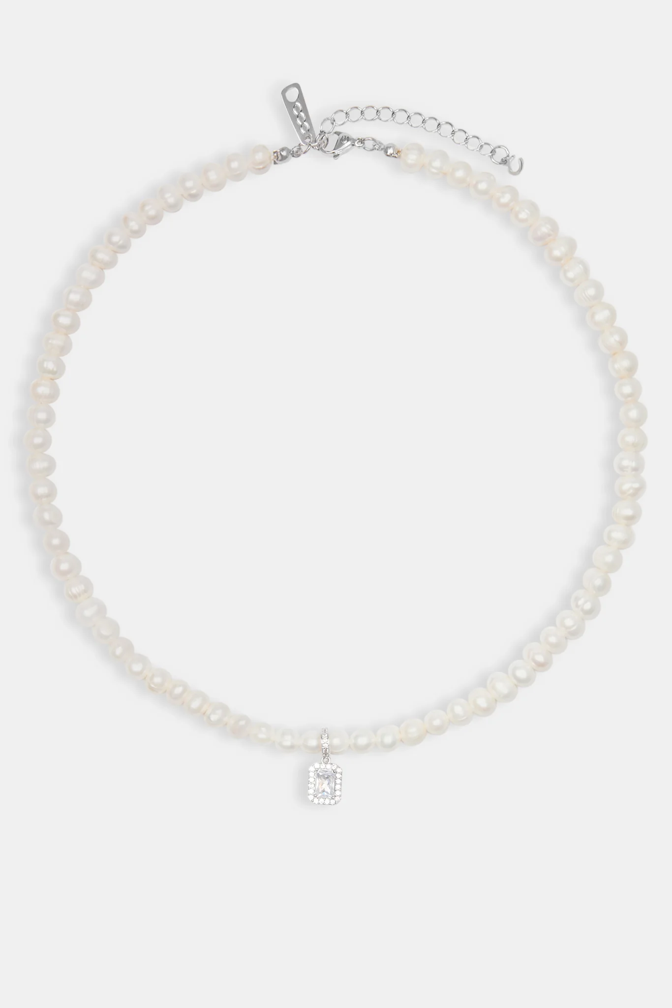 Freshwater Pearl Clear Gemstone Pendant Necklace - Image 3