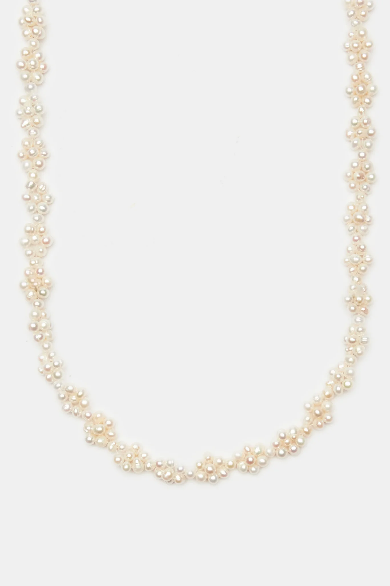 Freshwater Pearl Flower Necklace - White - Image 2