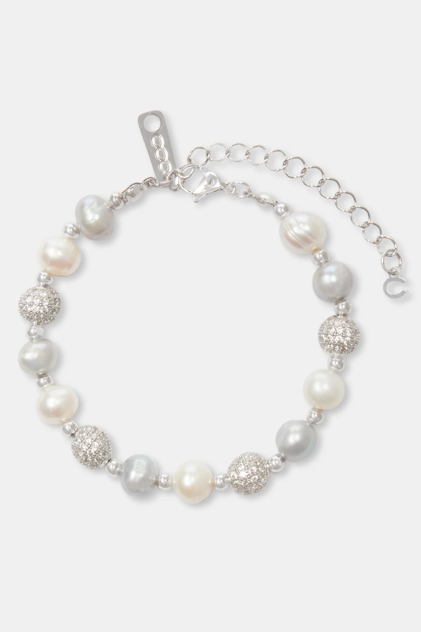 Freshwater Pearl Ice Ball Bracelet - White - Image 2