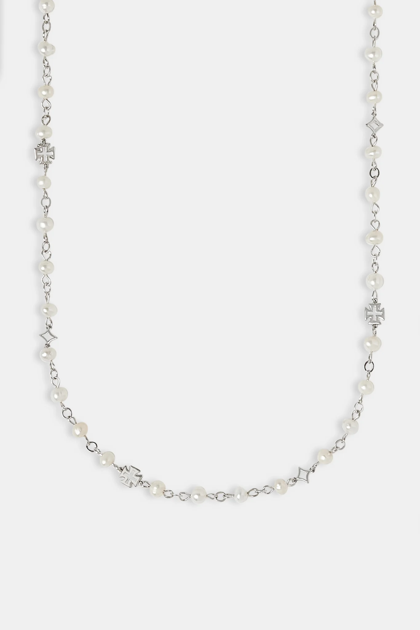 Freshwater Pearl Motif Outline Necklace - 4mm - Image 2