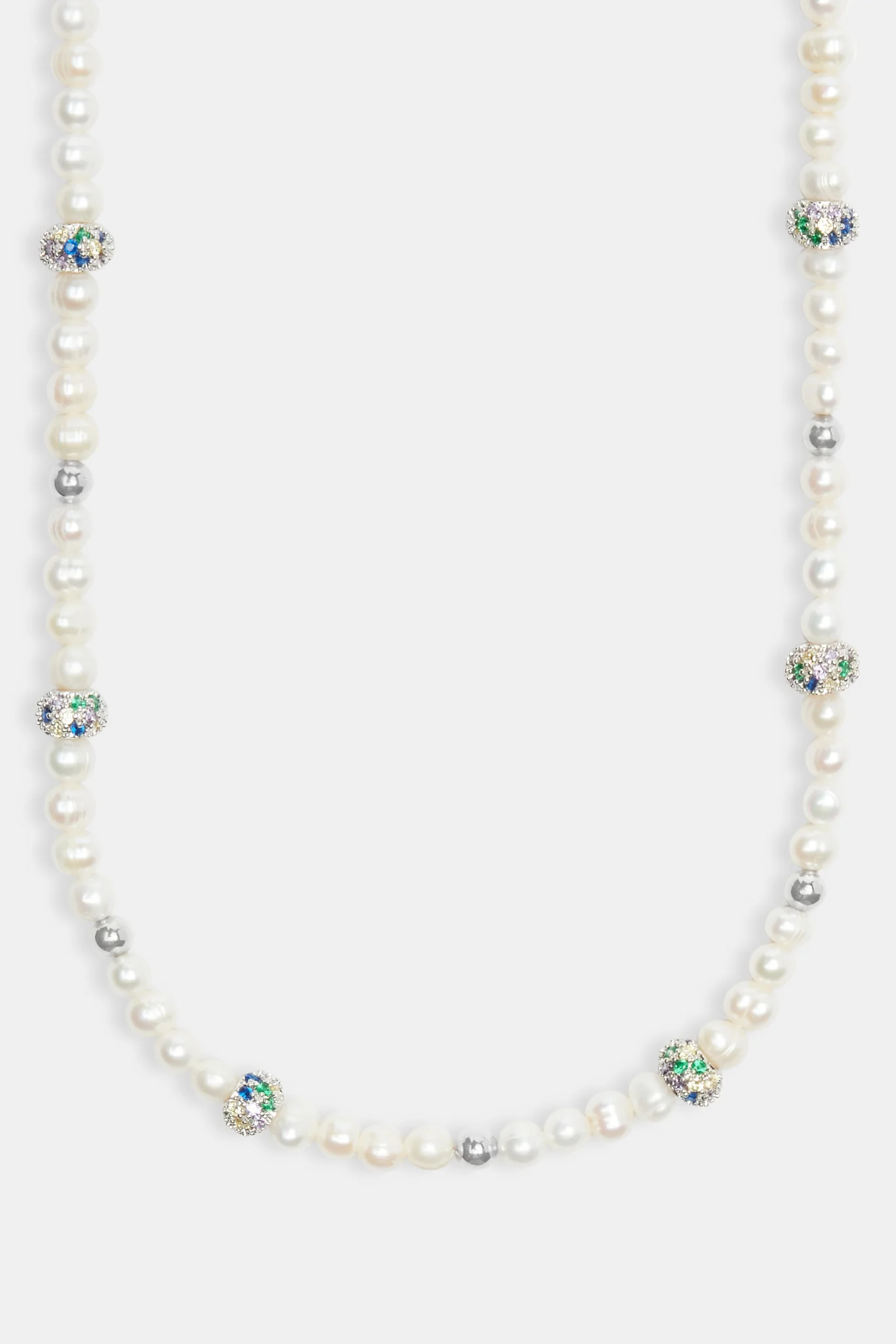Freshwater Pearl & Multi Iced Ball Necklace - Image 2