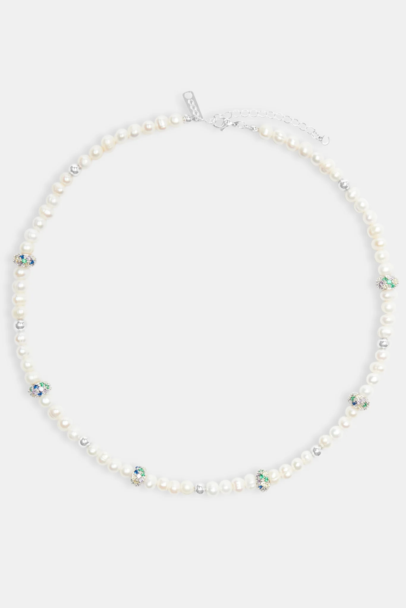 Freshwater Pearl & Multi Iced Ball Necklace - Image 4