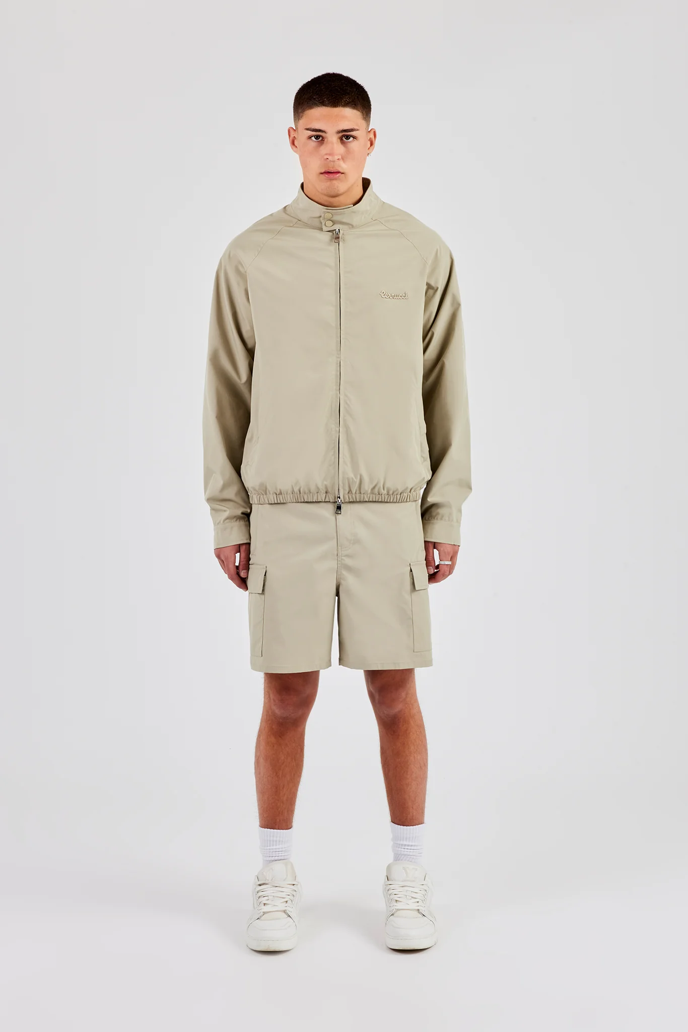 Funnel Neck Jacket & Shorts - Green - Image 4