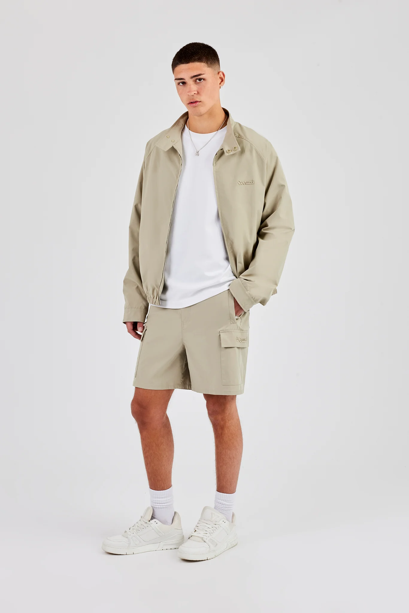 Funnel Neck Jacket & Shorts - Green - Image 5