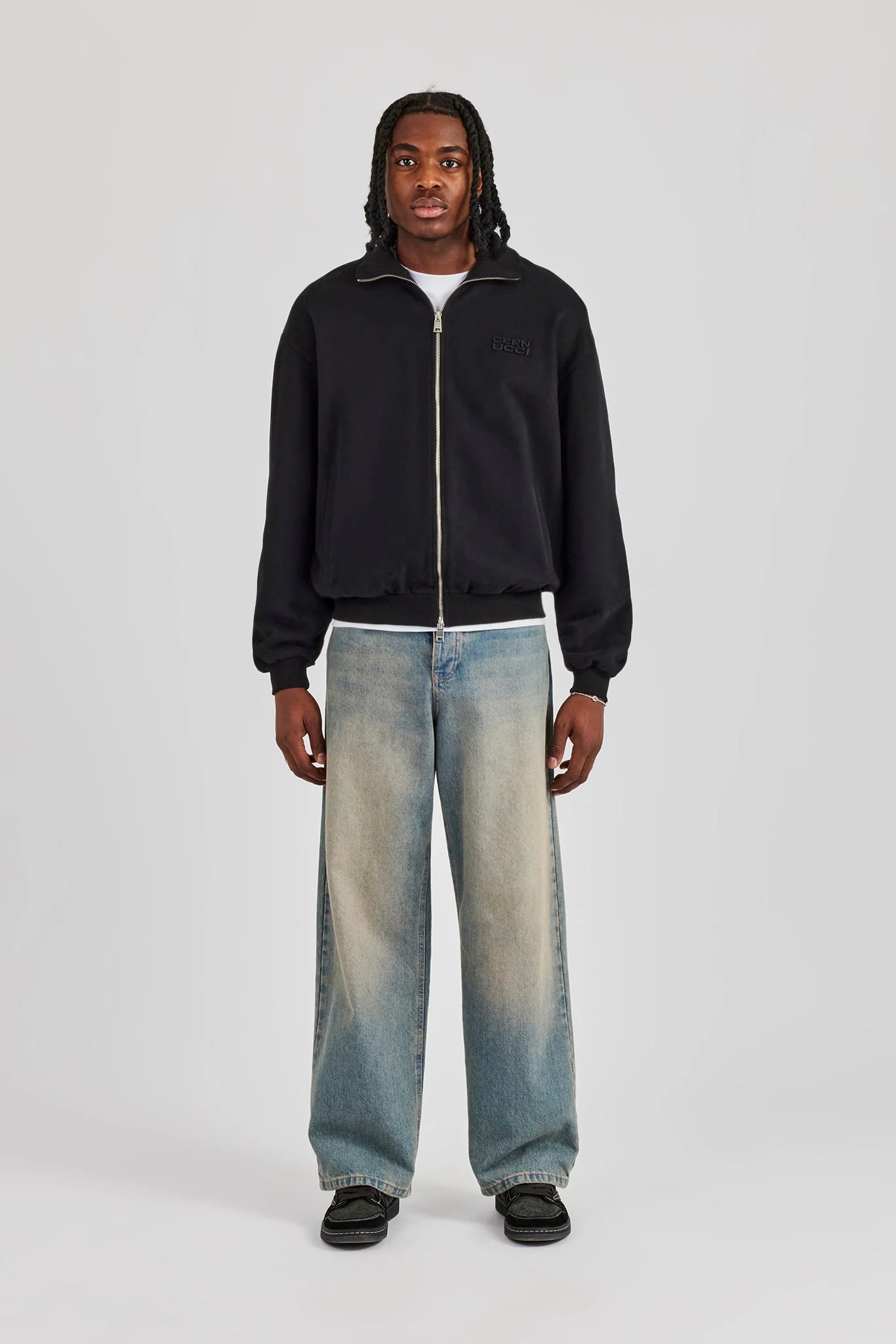 Funnel Neck Jersey Jacket - Black - Image 4