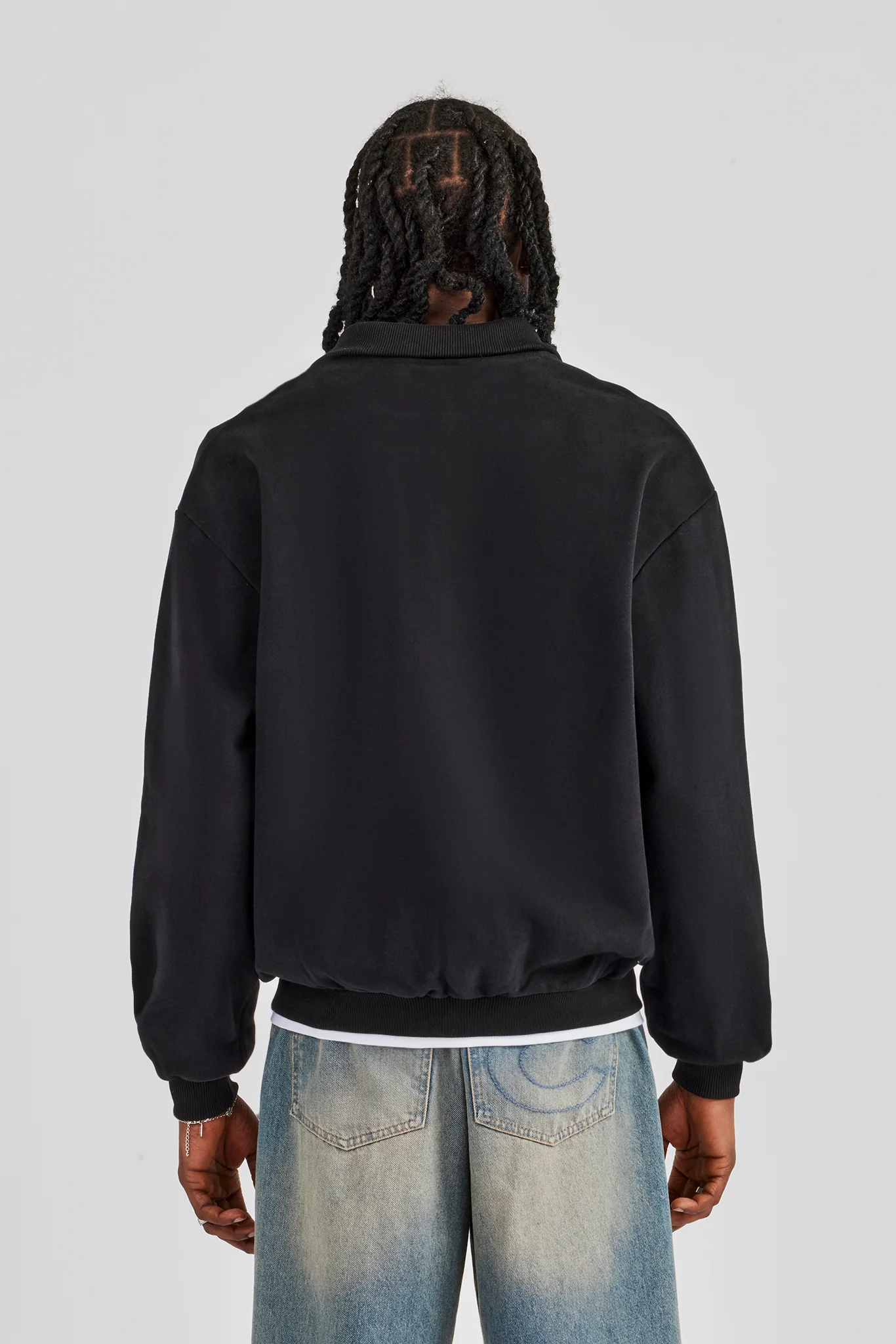Funnel Neck Jersey Jacket - Black - Image 7