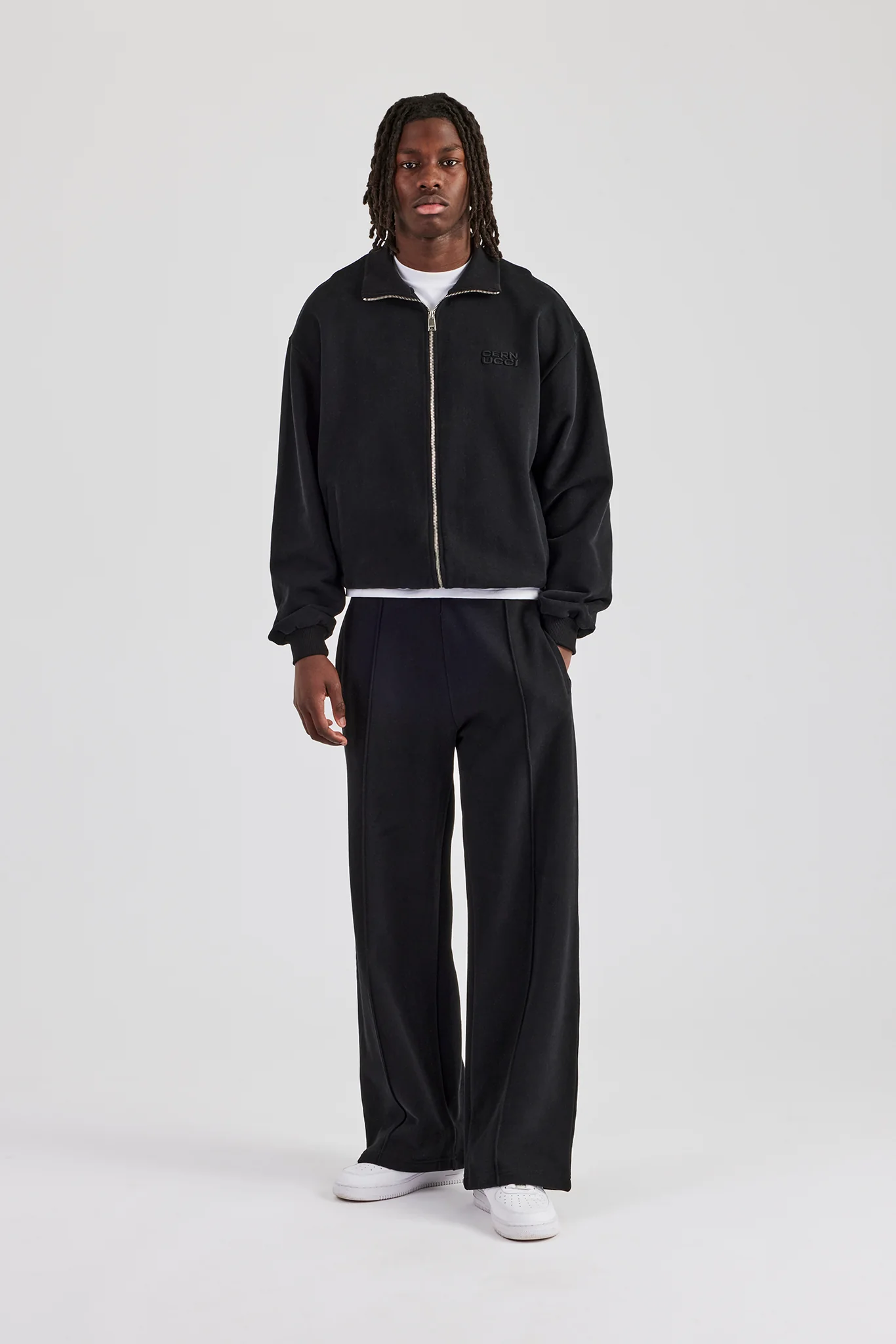 Funnel Neck Jersey Jacket - Black - Image 9