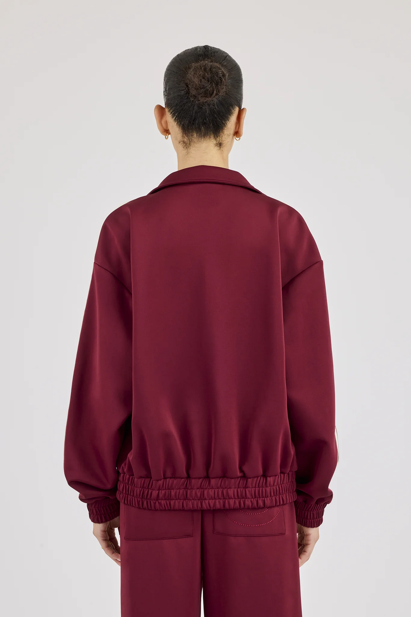Funnel Neck Taping Track Jacket - Burgundy - Image 3