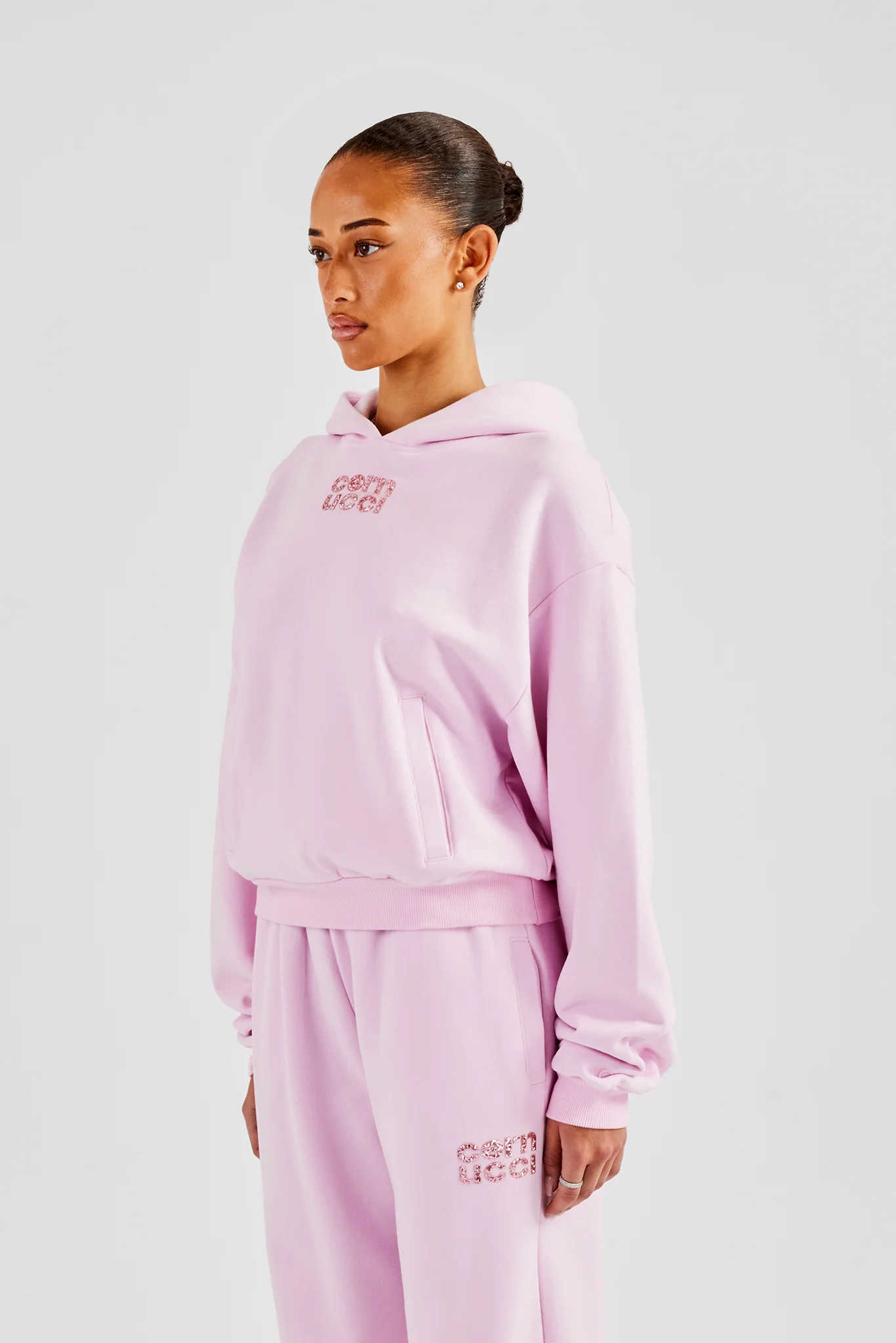 Glitter Applique Boxy Hoodie - Pink - Image 2