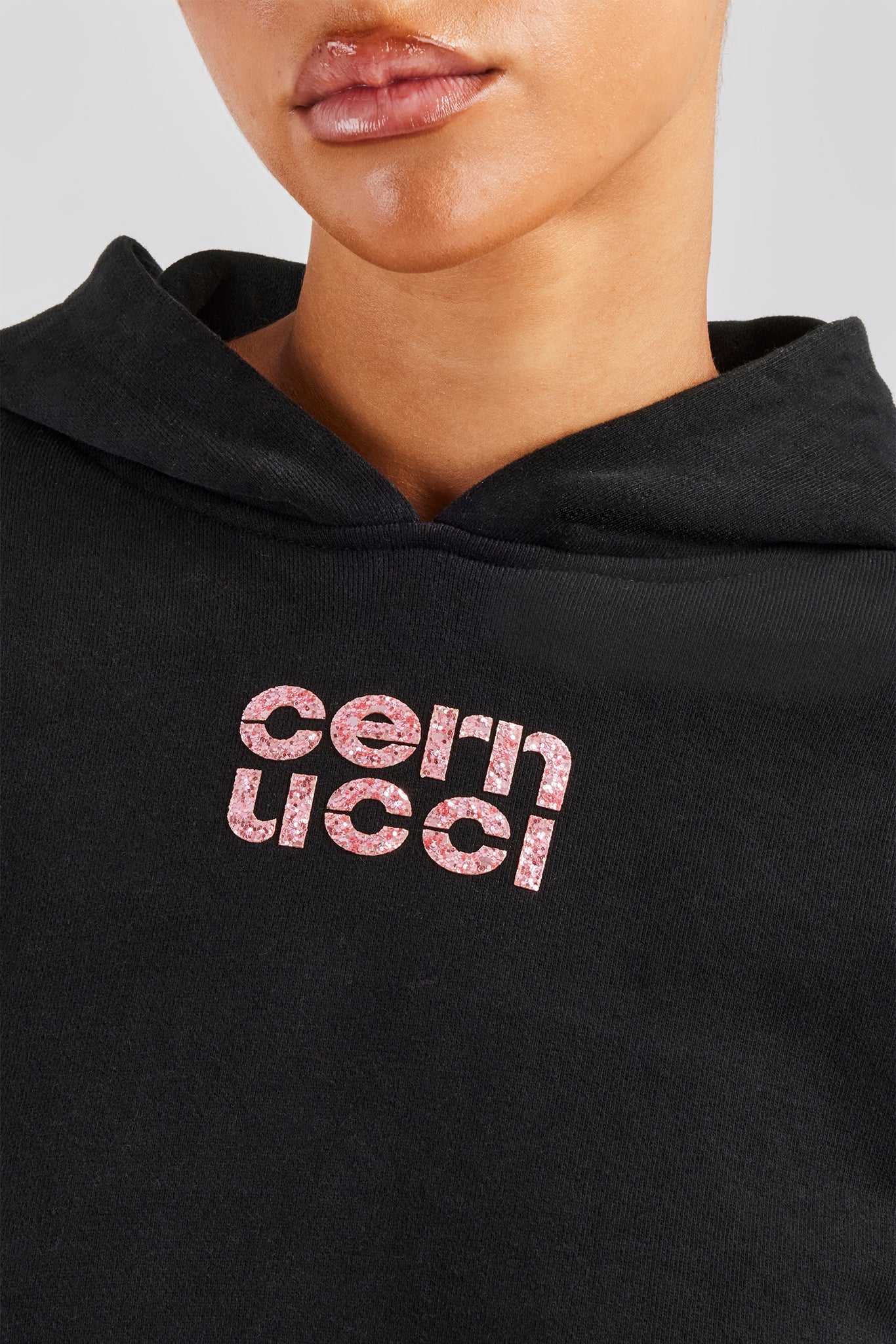 Glitter Applique Oversized Hoodie - Black - Image 2